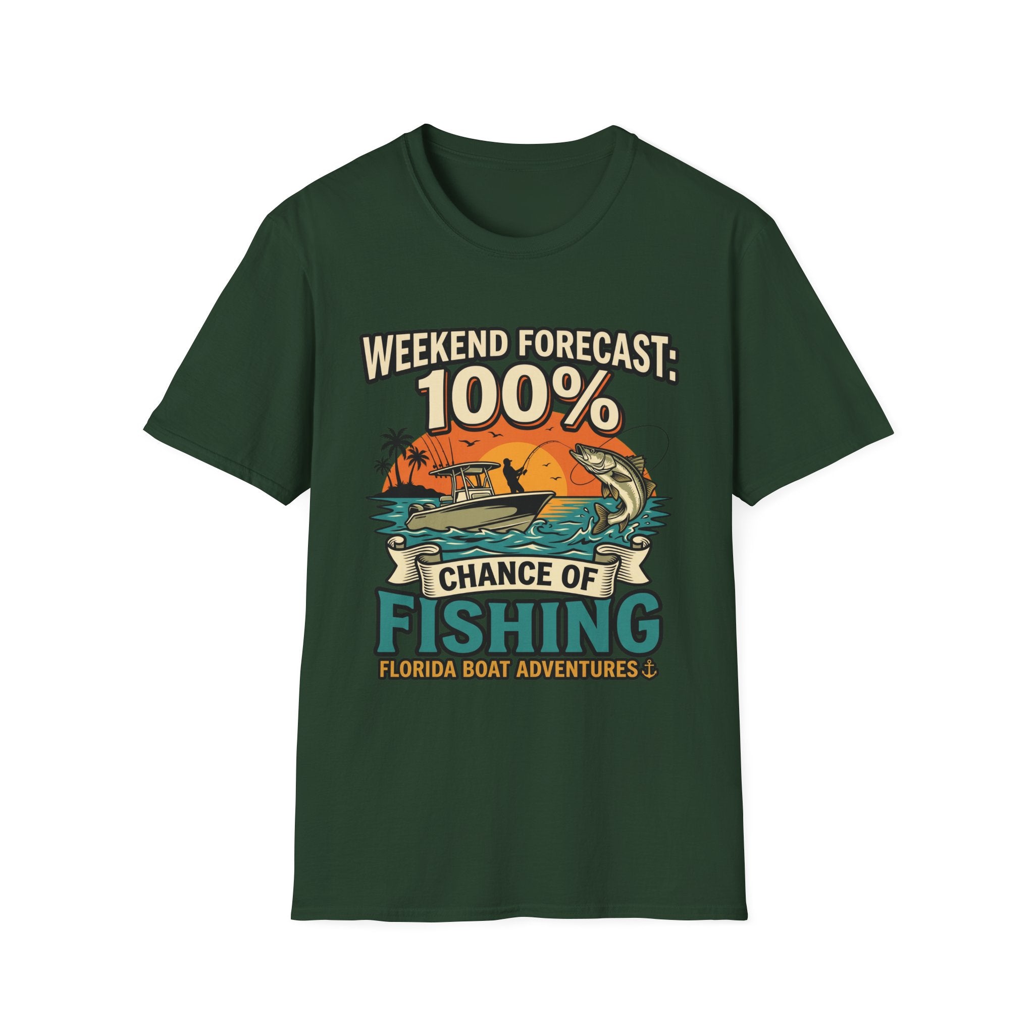 Weekend Forecast 100% Chance of Fishing - Florida Fishing T-Shirt