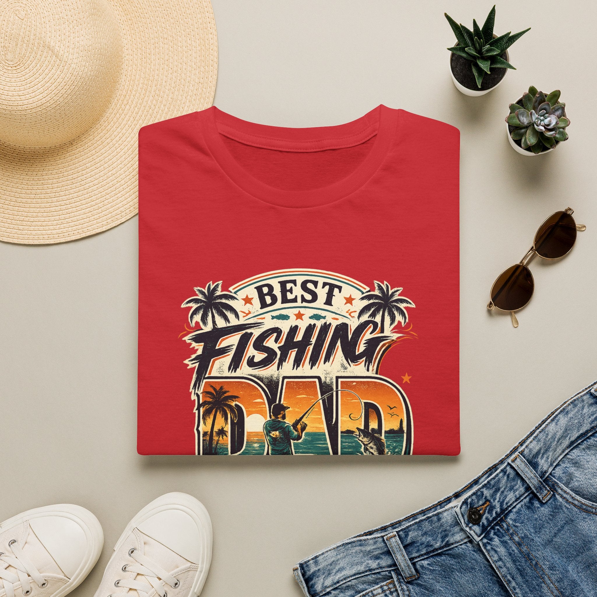 Best Fishing Dad Ever Tee | Florida Fishing Shirt for Men | Gildan 6400 Dad Gift T-Shirt