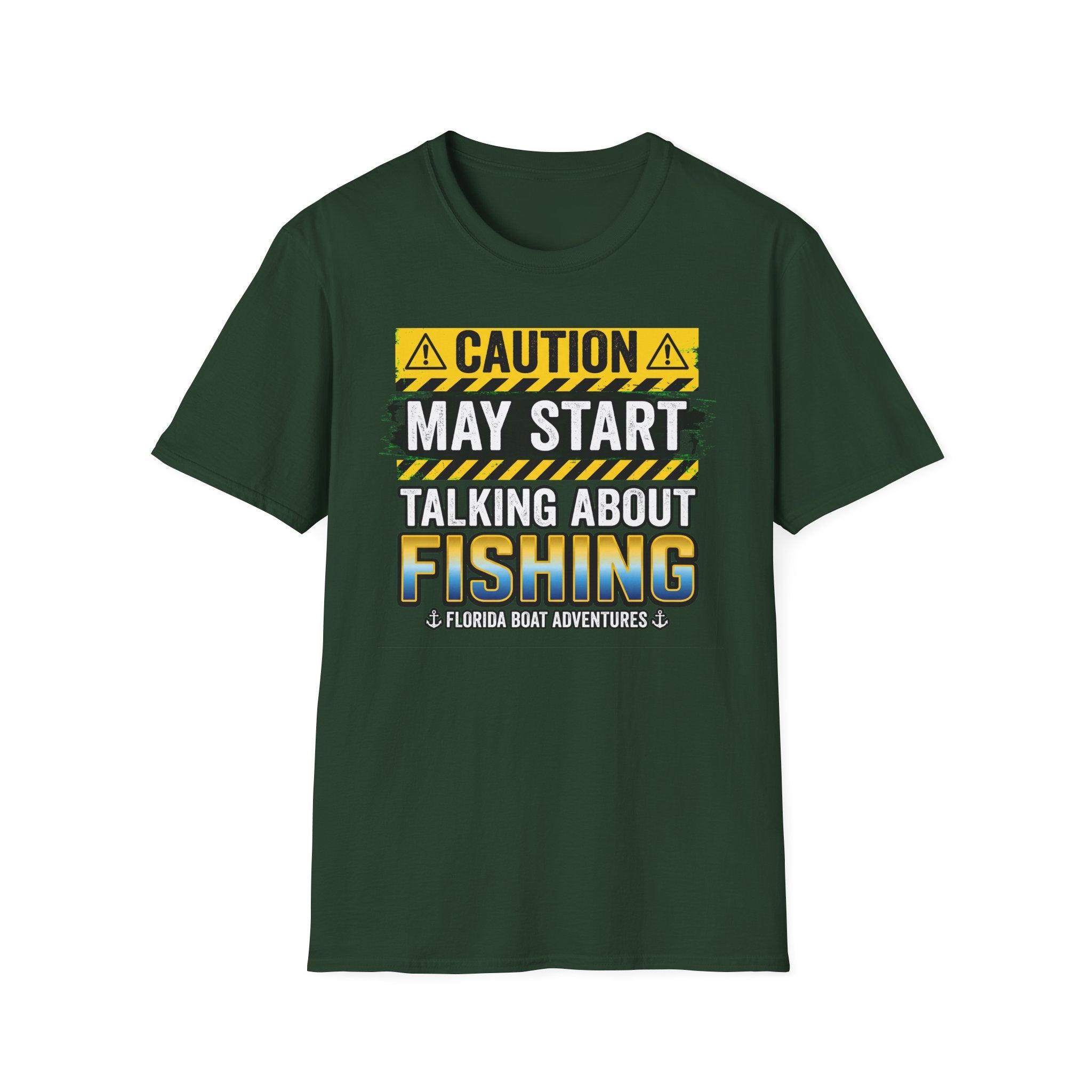 Caution May Start Talking About Fishing - Funny Fishing Warning T-Shirt