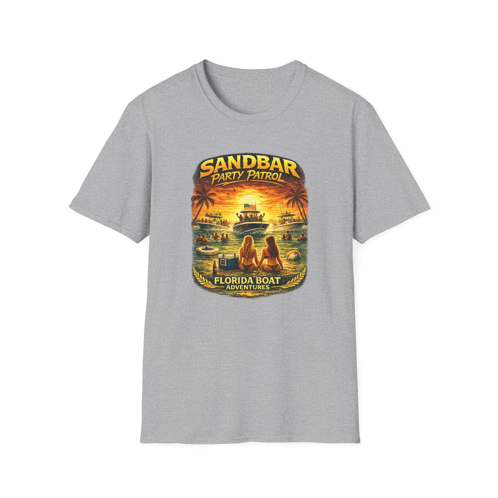Sandbar Party Patrol Tee | Funny Florida Boating & Boat Party Shirt for Men | Gildan 6400 T-Shirt