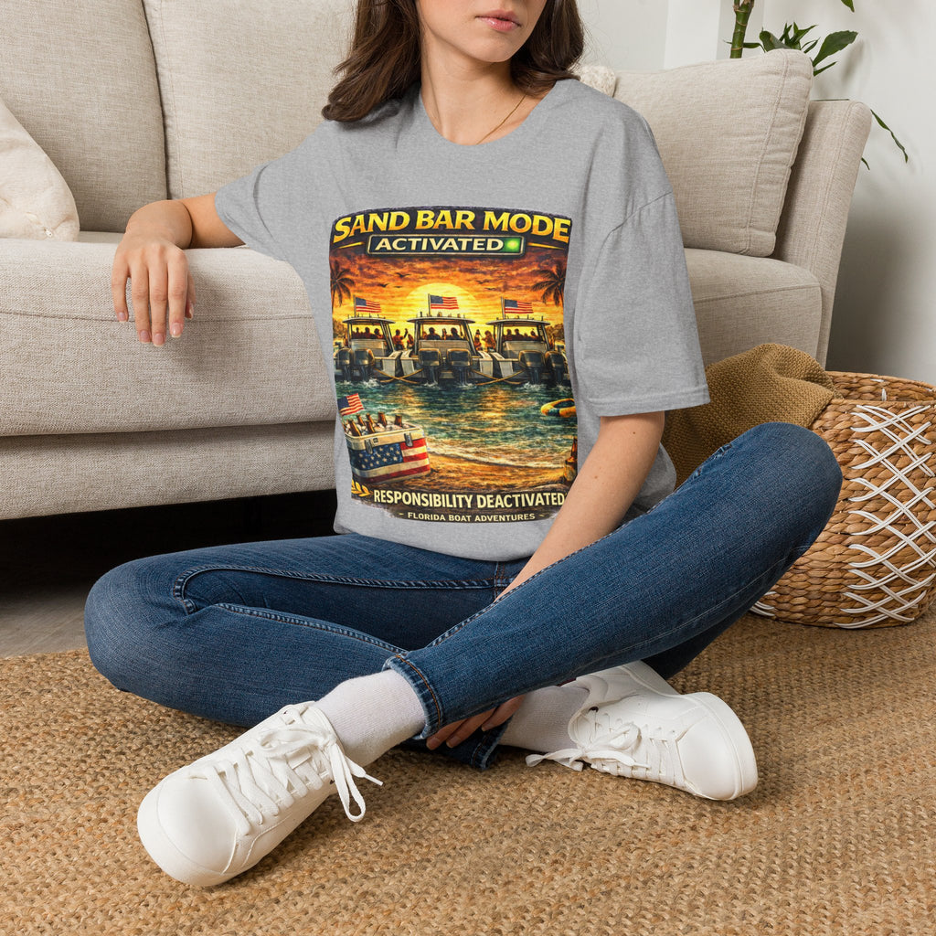 Sandbar Mode Activated Tee | Funny Florida Boating & Sandbar Party Shirt for Men | Gildan 6400 T-Shirt