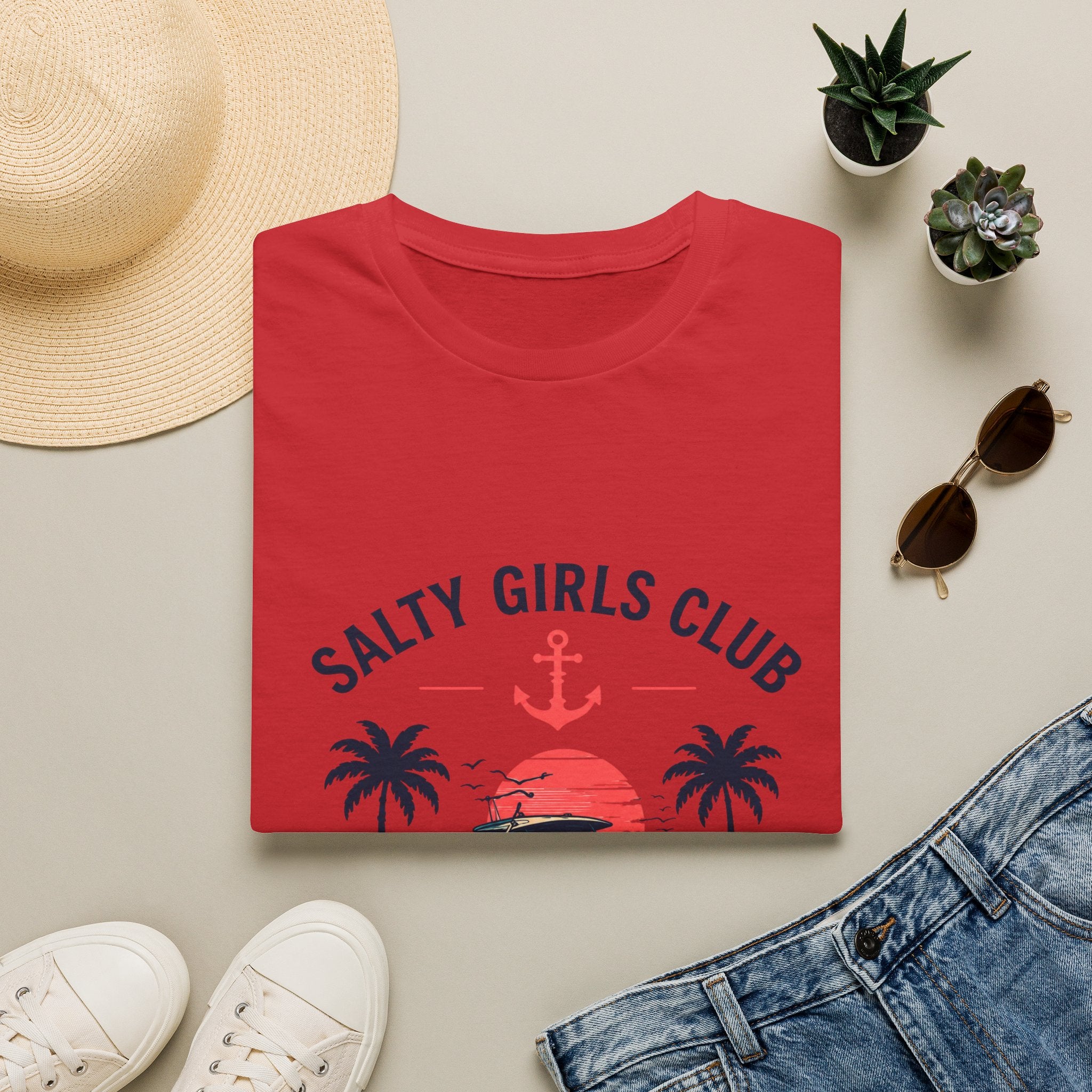 Salty Girls Club Tee | Gulf of America Girl | Florida Boat Adventures Boating Shirt for Women | Gildan 6400 T-Shirt