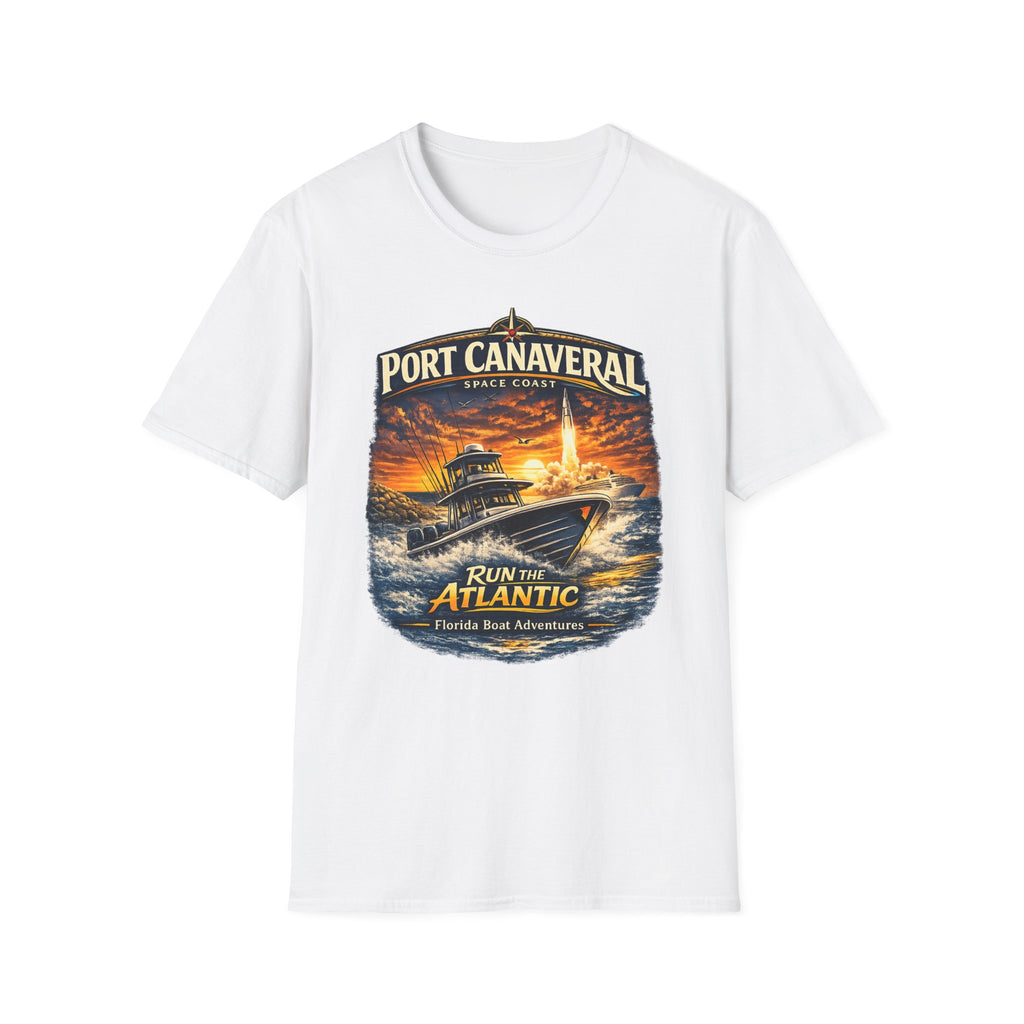 Port Canaveral Space Coast Boating Tee | Cape Canaveral Atlantic Fishing Shirt for Men | Gildan 6400 Florida T-Shirt