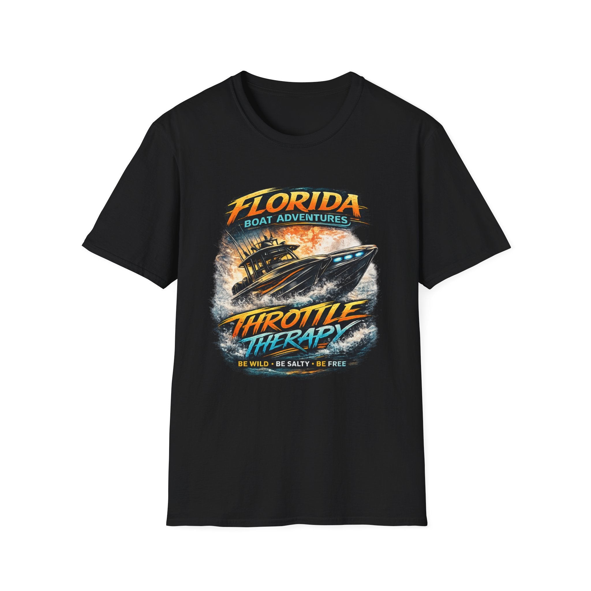 Throttle Therapy Tee | Funny Florida Boating & Offshore Sport Fishing Shirt for Men | Gildan 6400 T-Shirt