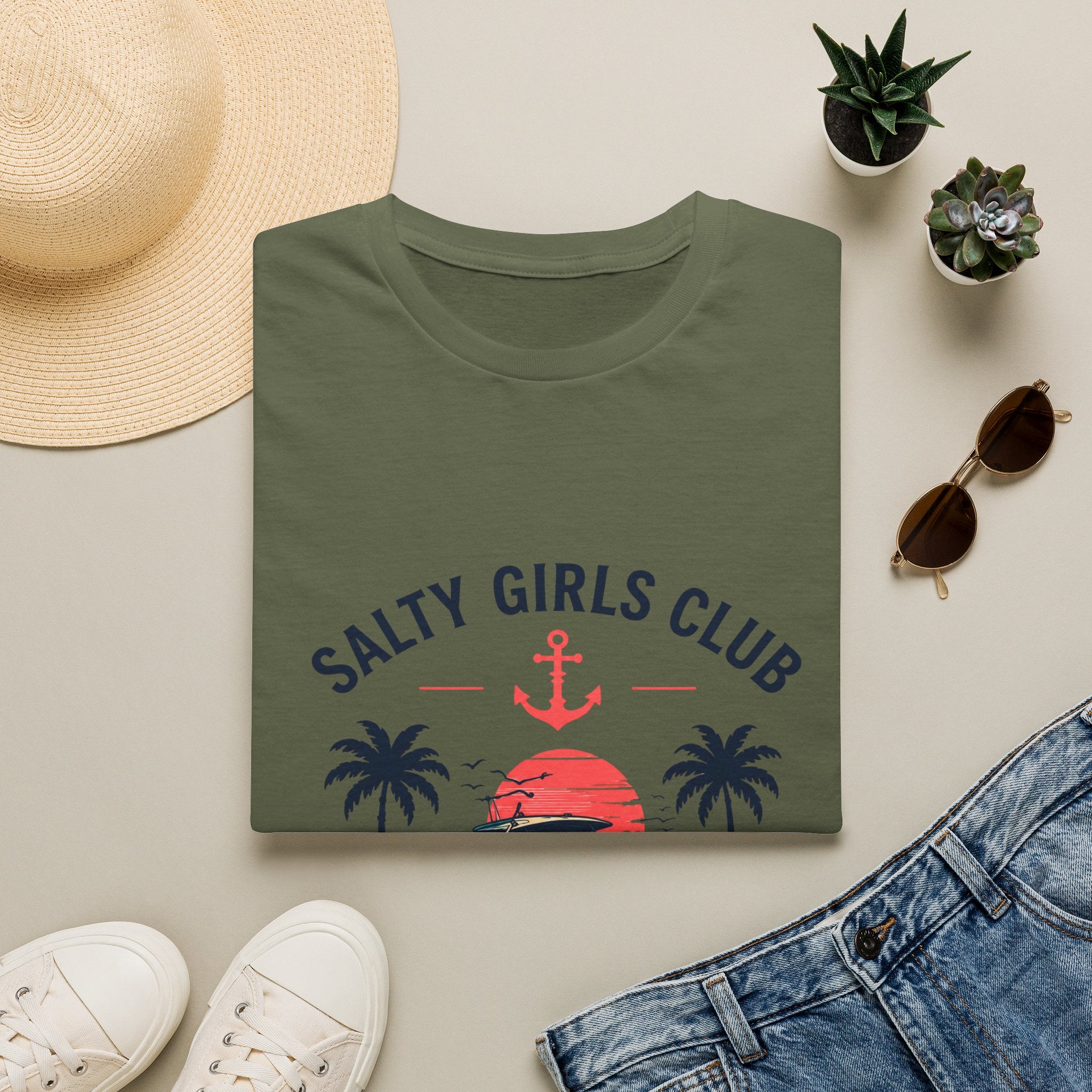 Salty Girls Club Tee | Gulf of America Girl | Florida Boat Adventures Boating Shirt for Women | Gildan 6400 T-Shirt