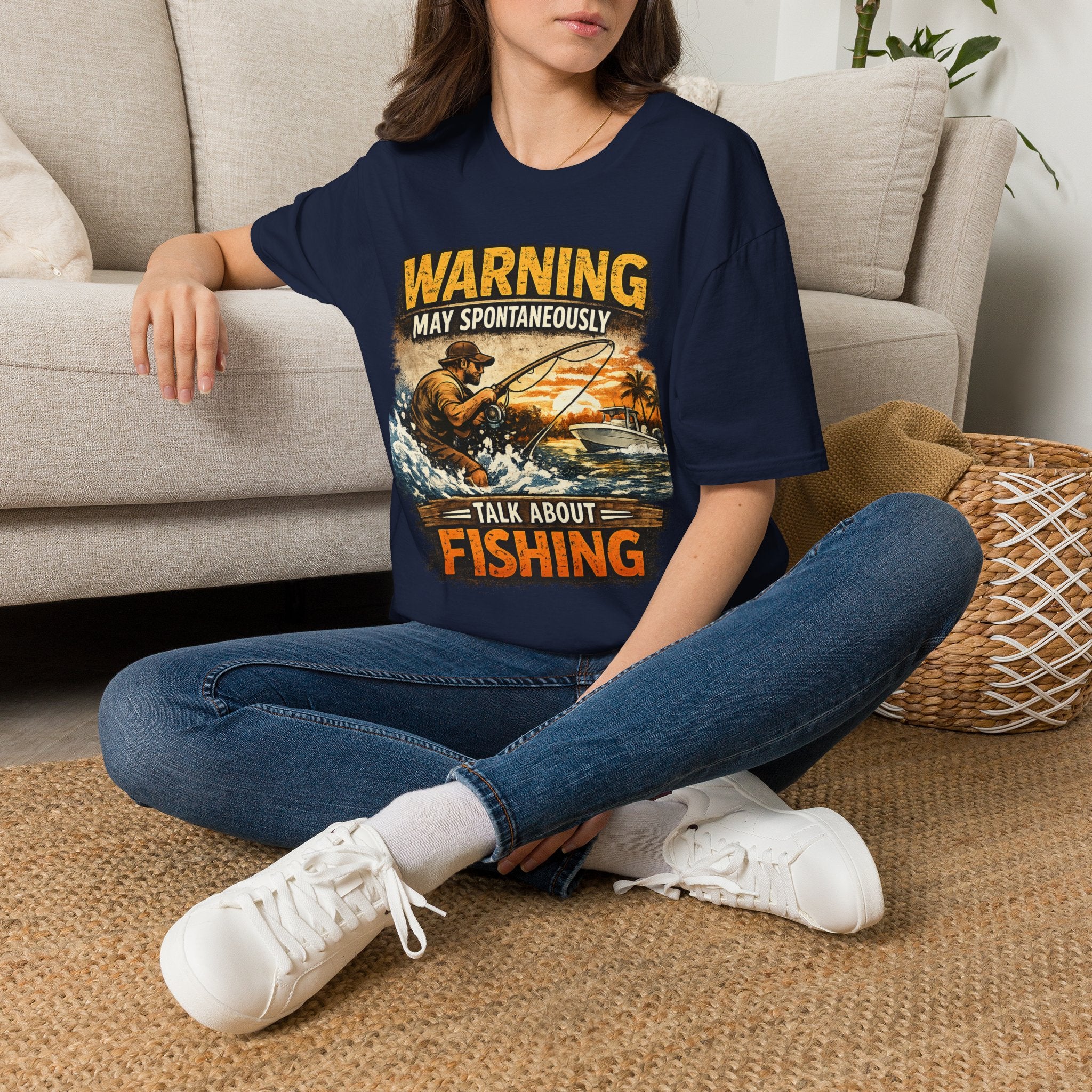 Warning May Spontaneously Talk About Fishing - Funny Fishing T-Shirt