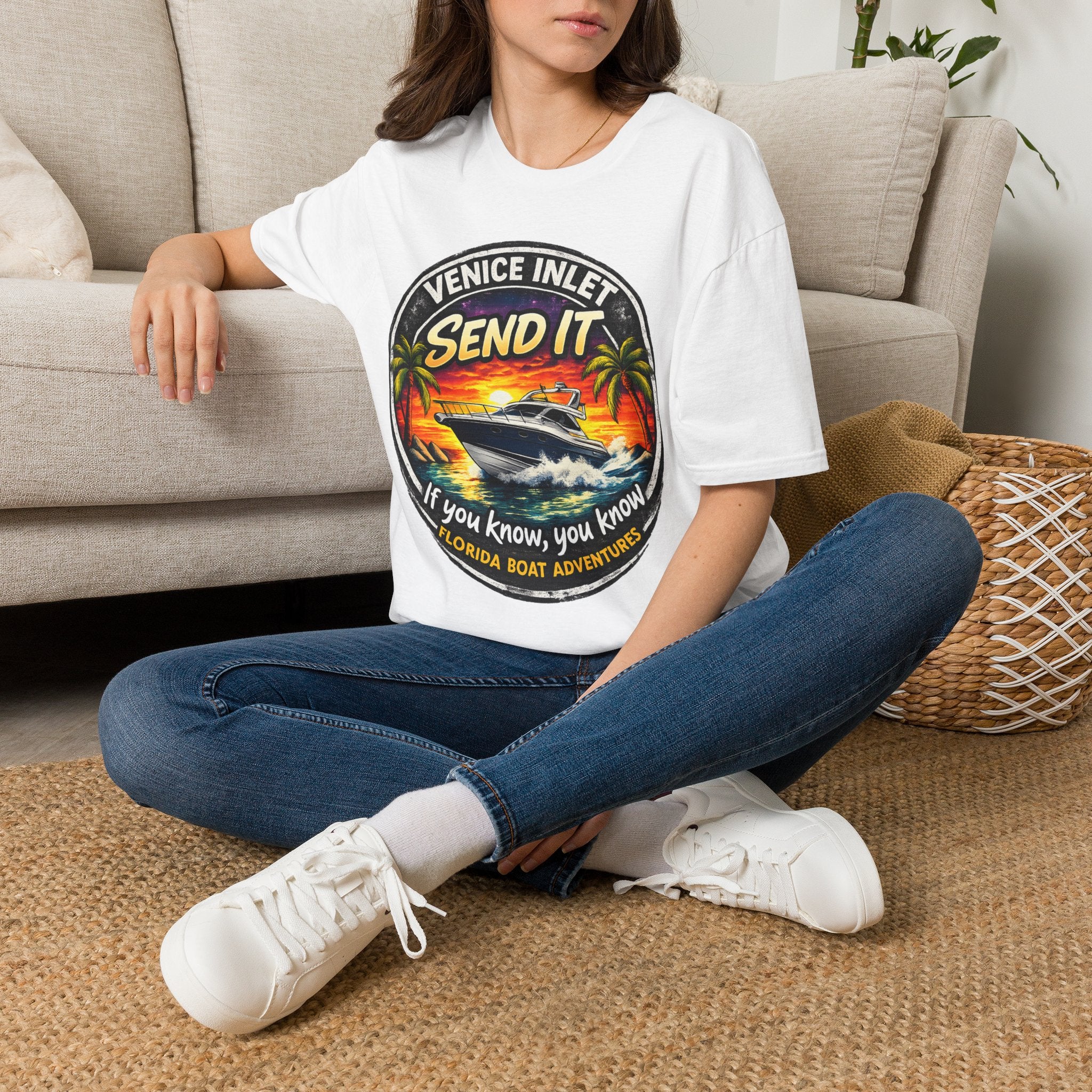 Venice Inlet Florida Tee | Gulf Coast Boating & Offshore Fishing Shirt for Men | Gildan 6400 Venice Florida T-Shirt