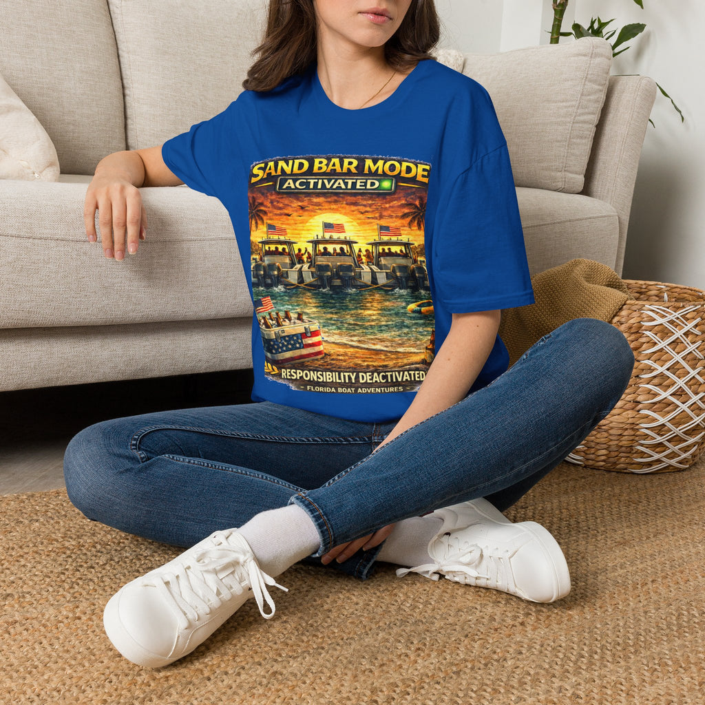 Sandbar Mode Activated Tee | Funny Florida Boating & Sandbar Party Shirt for Men | Gildan 6400 T-Shirt
