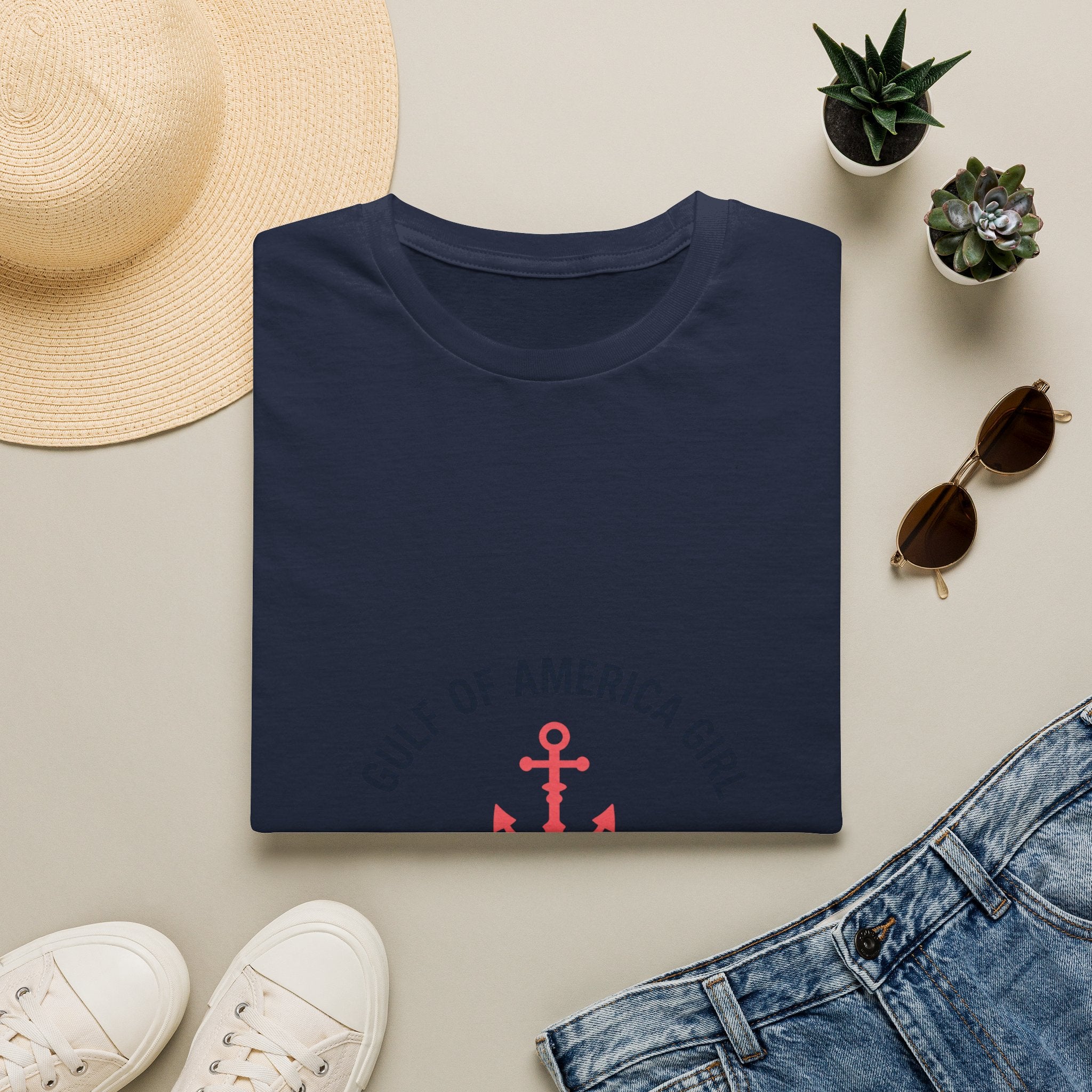 Gulf of America Girl Anchor Tee | Florida Boat Adventures Boating Shirt for Women | Gildan 6400 T-Shirt
