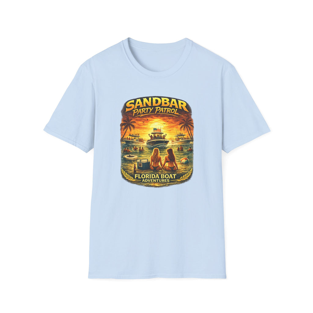 Sandbar Party Patrol Tee | Funny Florida Boating & Boat Party Shirt for Men | Gildan 6400 T-Shirt