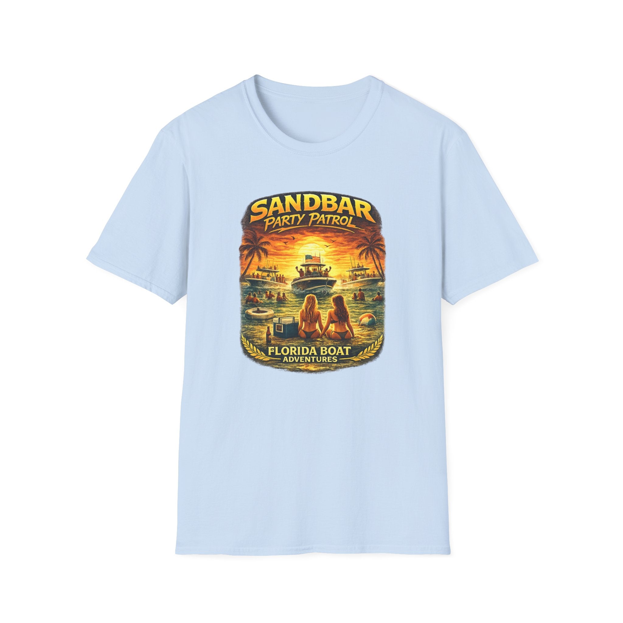 Sandbar Party Patrol Tee | Funny Florida Boating & Boat Party Shirt for Men | Gildan 6400 T-Shirt