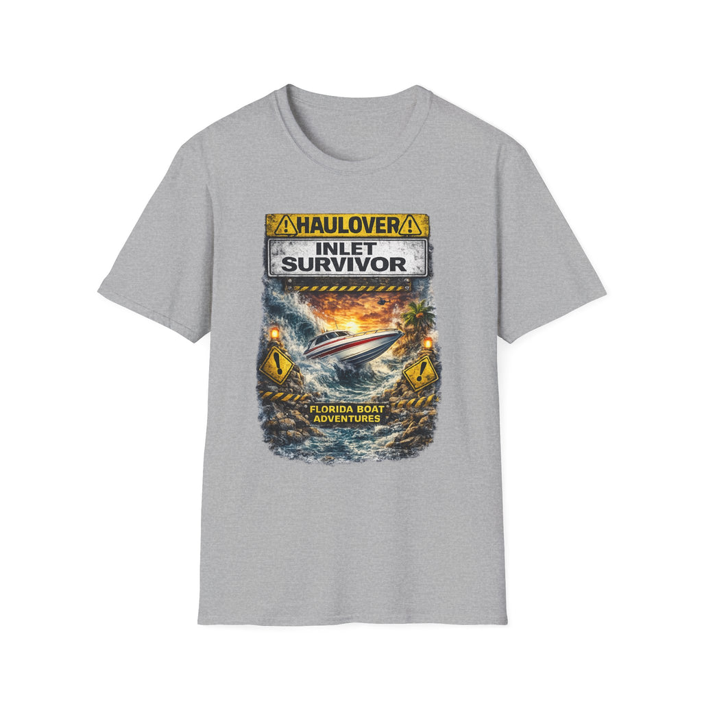 Haulover Inlet Survivor Tee | Miami Florida Boating & Offshore Fishing Shirt for Men | Gildan 6400 South Florida Inlet T-Shirt