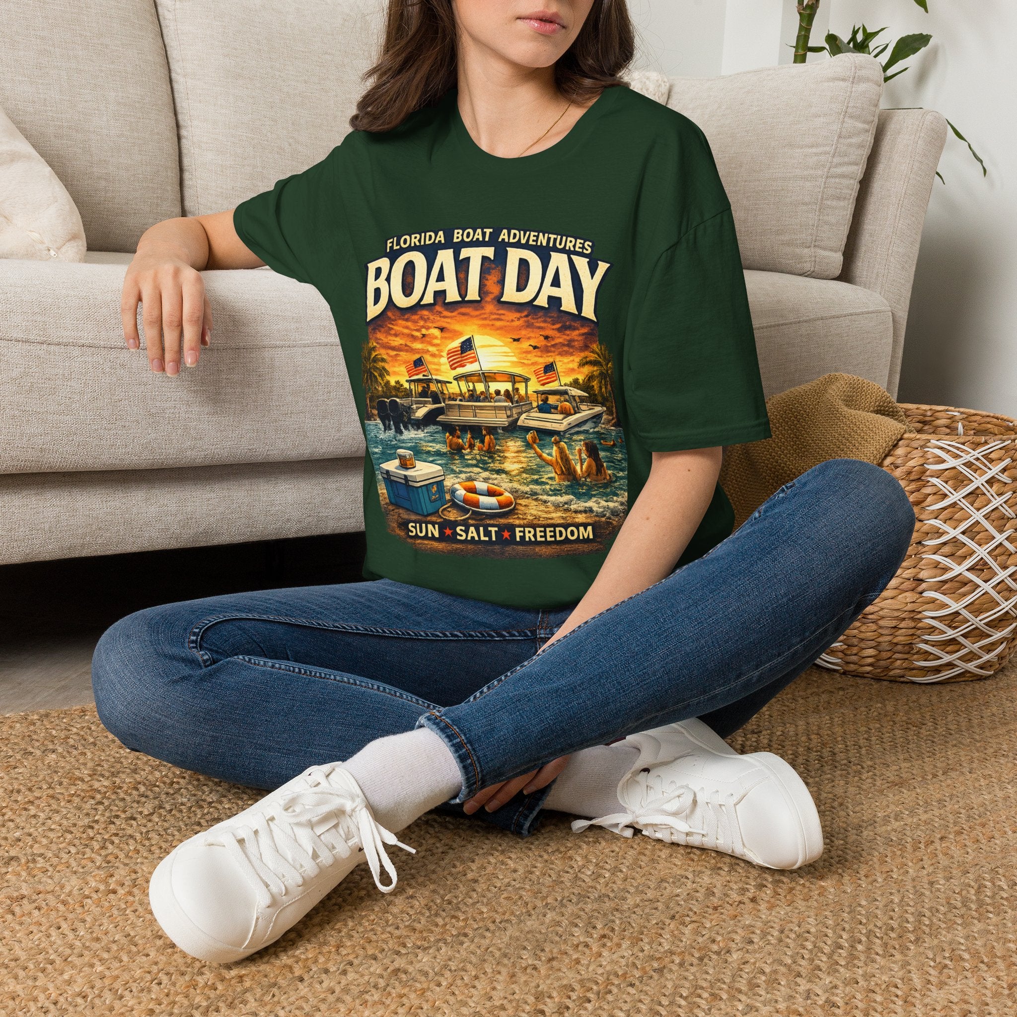 Florida Boat Adventures Boat Day Tee | Official FBA Boating Lifestyle Shirt for Men | Gildan 6400 T-Shirt