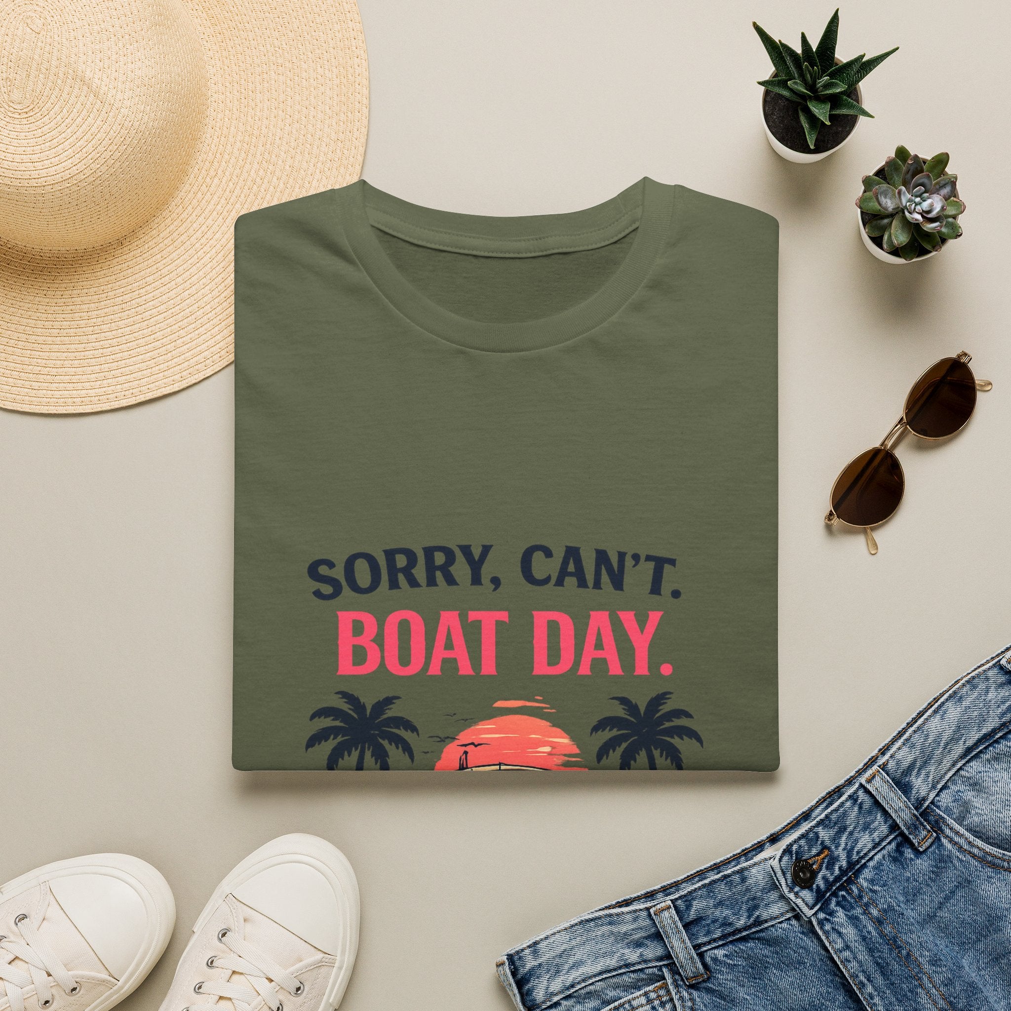 Sorry Can't Boat Day Tee | Gulf of America Girl | Florida Boat Adventures Boating Shirt for Women | Gildan 6400 T-Shirt
