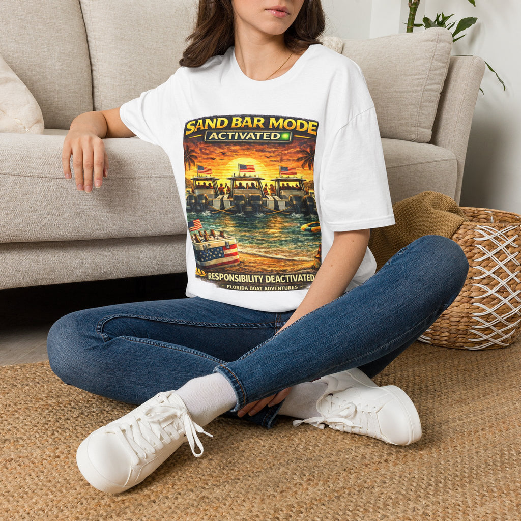 Sandbar Mode Activated Tee | Funny Florida Boating & Sandbar Party Shirt for Men | Gildan 6400 T-Shirt