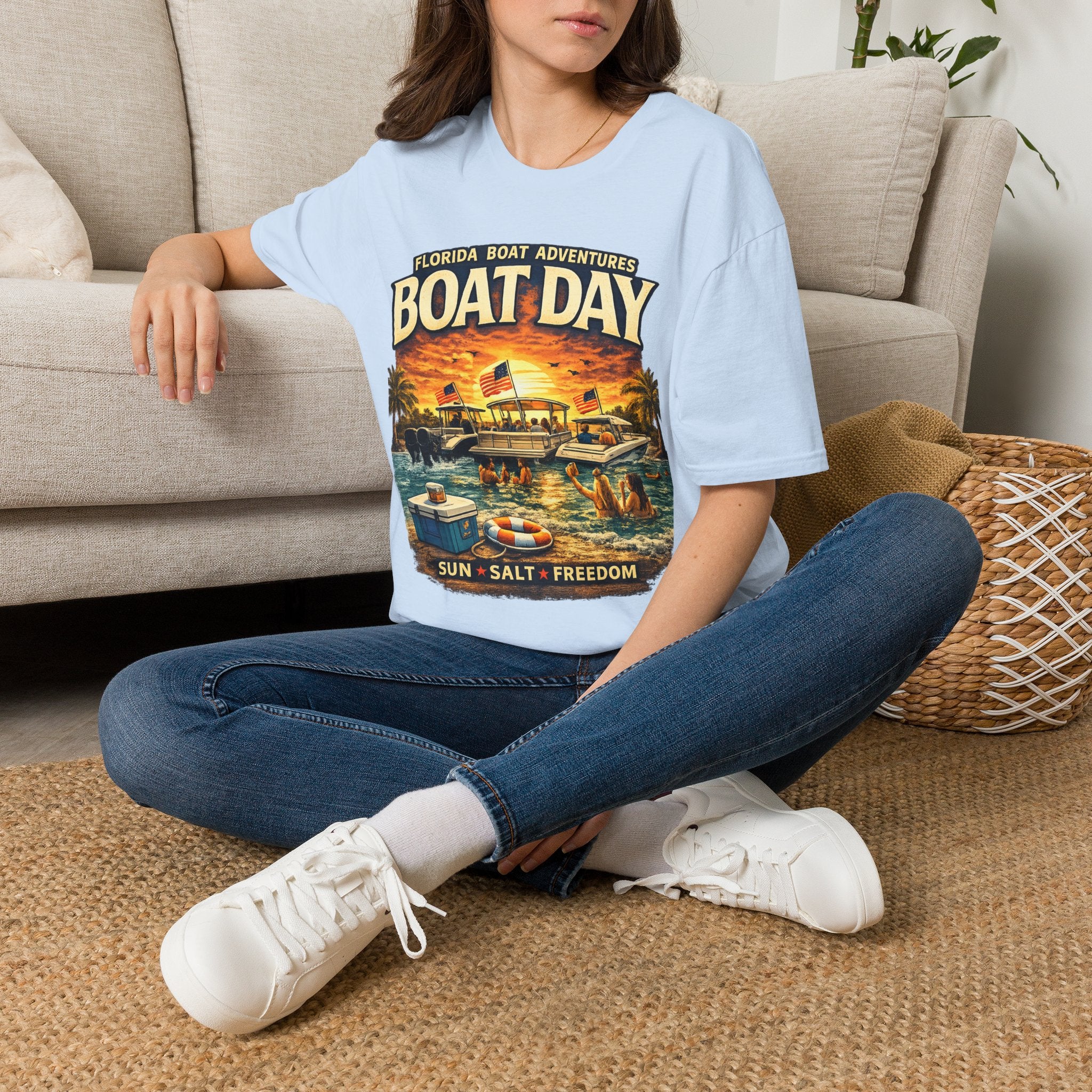 Florida Boat Adventures Boat Day Tee | Official FBA Boating Lifestyle Shirt for Men | Gildan 6400 T-Shirt