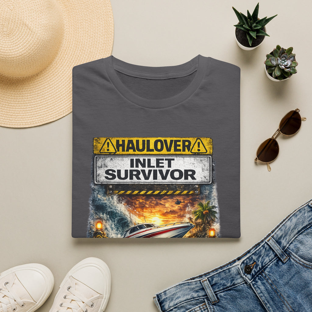 Haulover Inlet Survivor Tee | Miami Florida Boating & Offshore Fishing Shirt for Men | Gildan 6400 South Florida Inlet T-Shirt