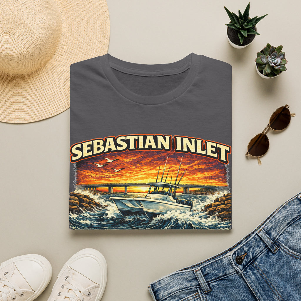 Sebastian Inlet Respect the Outgoing Tee | Florida Fishing & Boating Shirt for Men | Gildan 6400 Space Coast T-Shirt