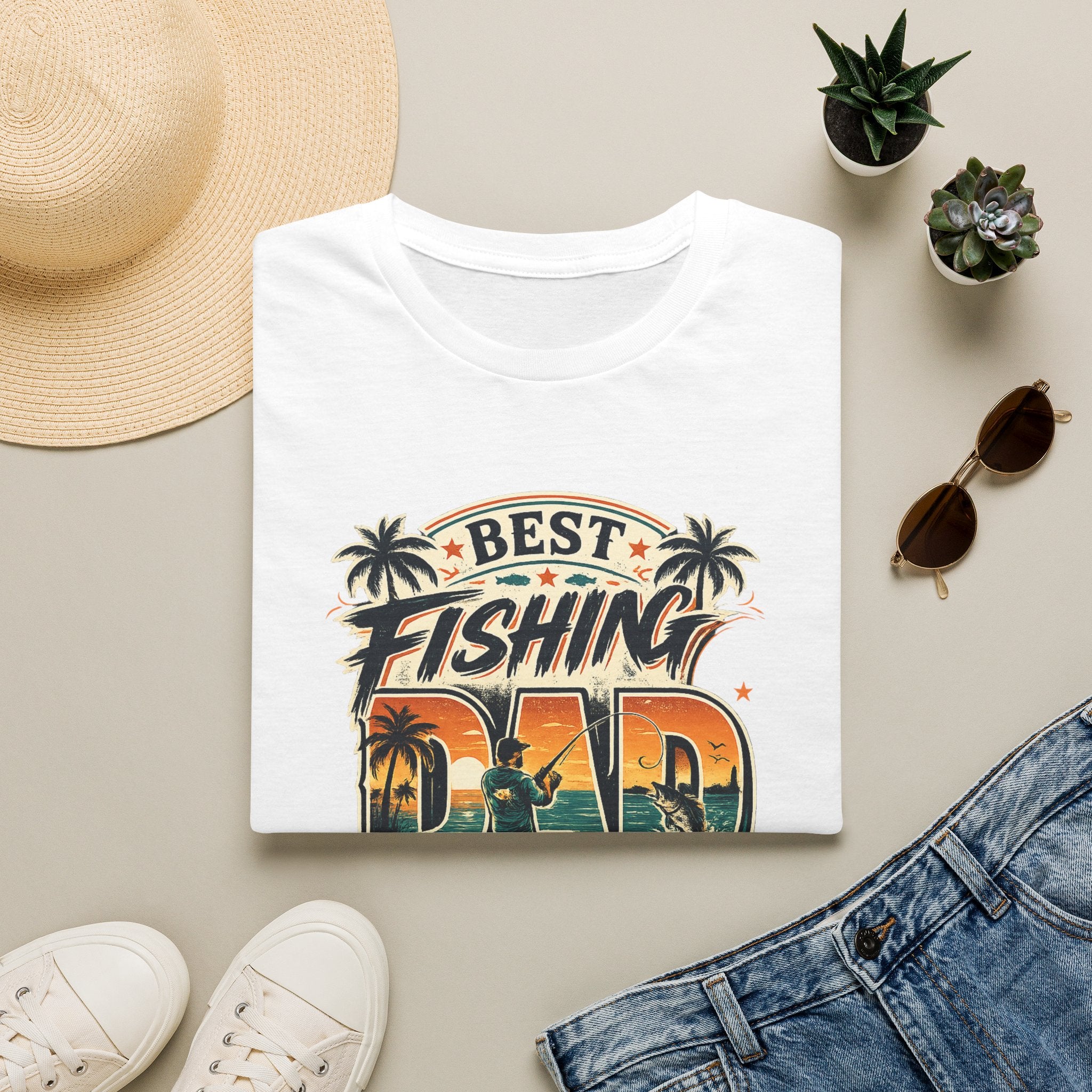 Best Fishing Dad Ever Tee | Florida Fishing Shirt for Men | Gildan 6400 Dad Gift T-Shirt