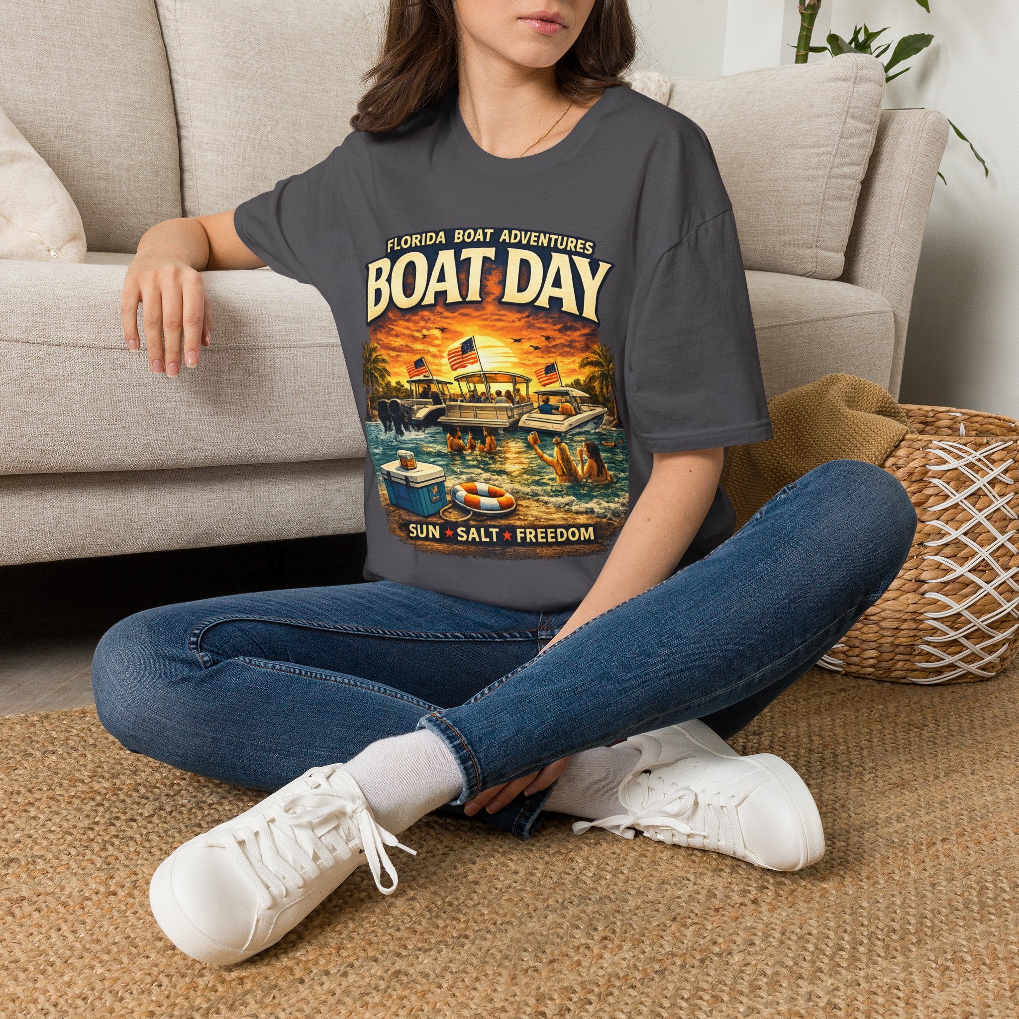 Florida Boat Adventures Boat Day Tee | Official FBA Boating Lifestyle Shirt for Men | Gildan 6400 T-Shirt