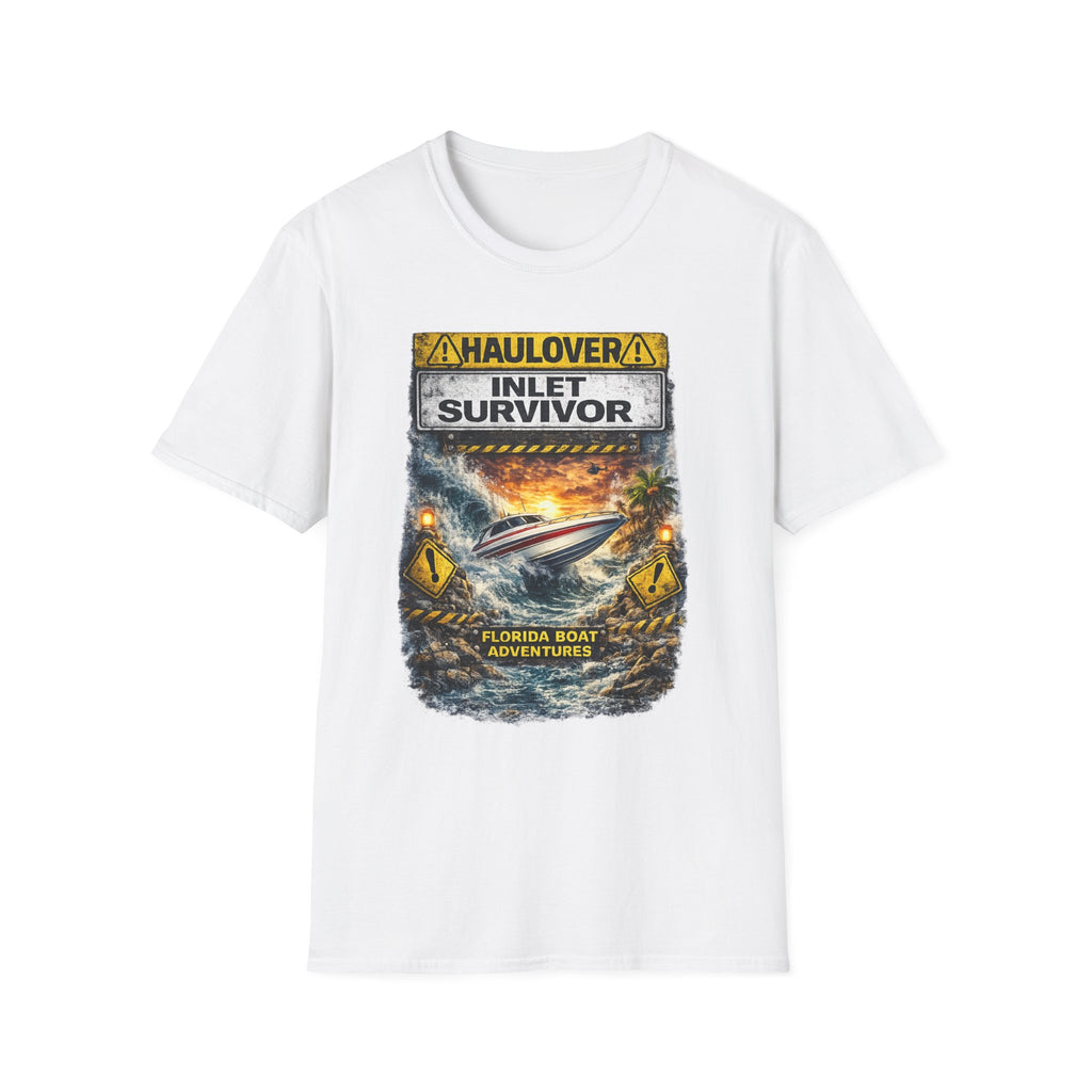 Haulover Inlet Survivor Tee | Miami Florida Boating & Offshore Fishing Shirt for Men | Gildan 6400 South Florida Inlet T-Shirt
