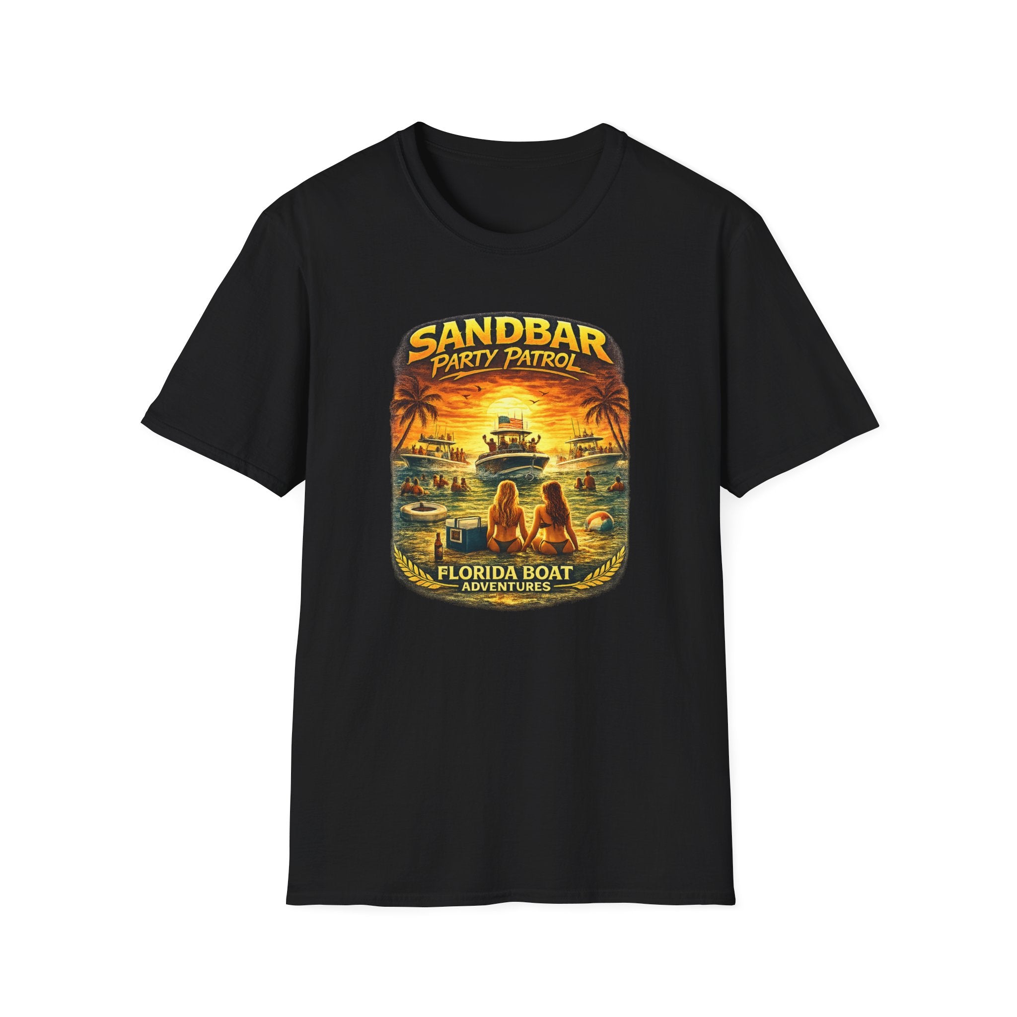 Sandbar Party Patrol Tee | Funny Florida Boating & Boat Party Shirt for Men | Gildan 6400 T-Shirt