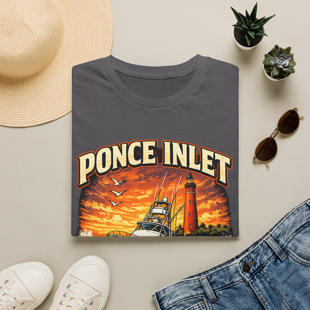 Ponce Inlet Respect the Tide Tee | Daytona Beach & New Smyrna Boating Shirt for Men | Gildan 6400 Florida T-Shirt