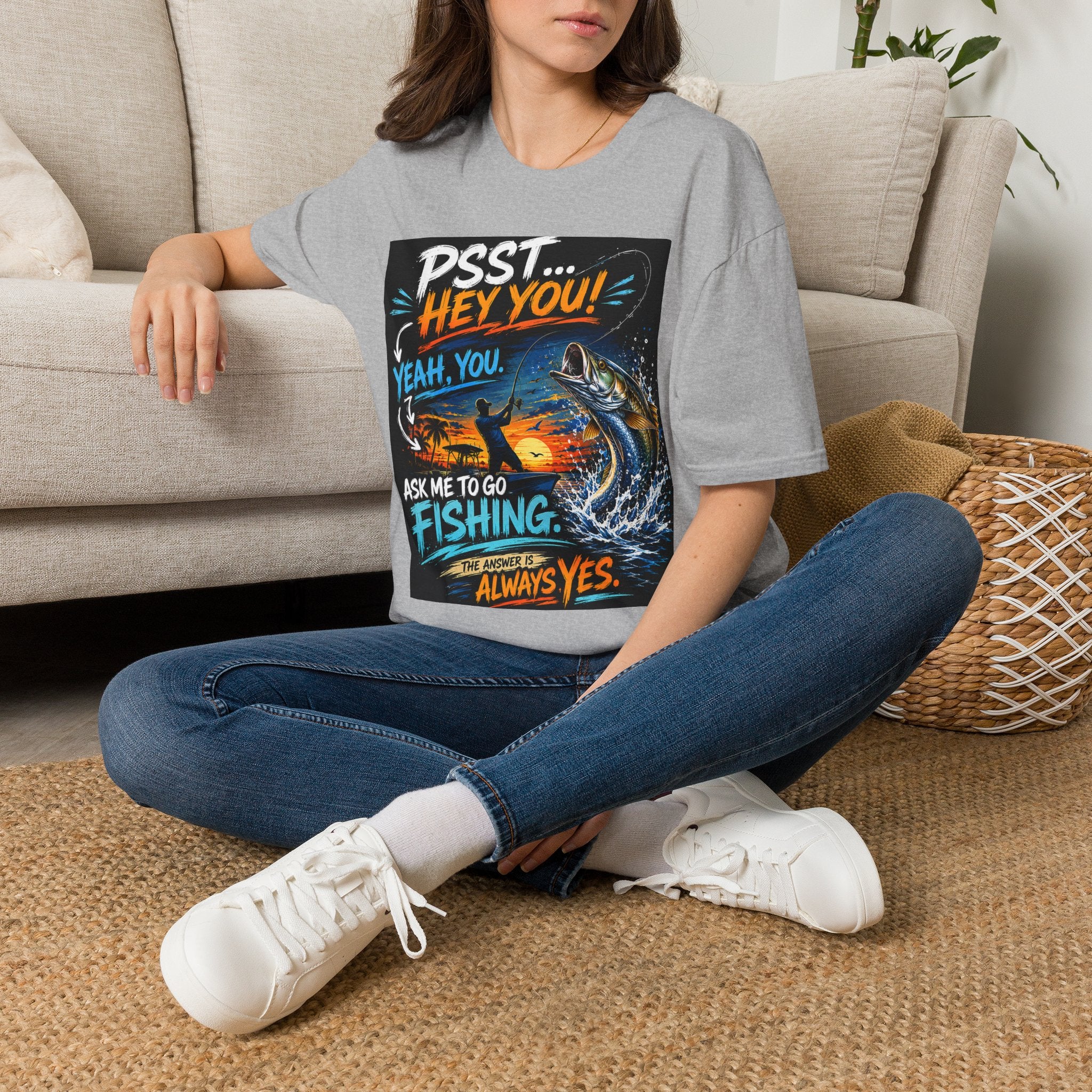 Psst Hey You Ask Me To Go Fishing Tee | Funny Fishing Shirt for Men | Gildan 6400 Florida Fishing T-Shirt