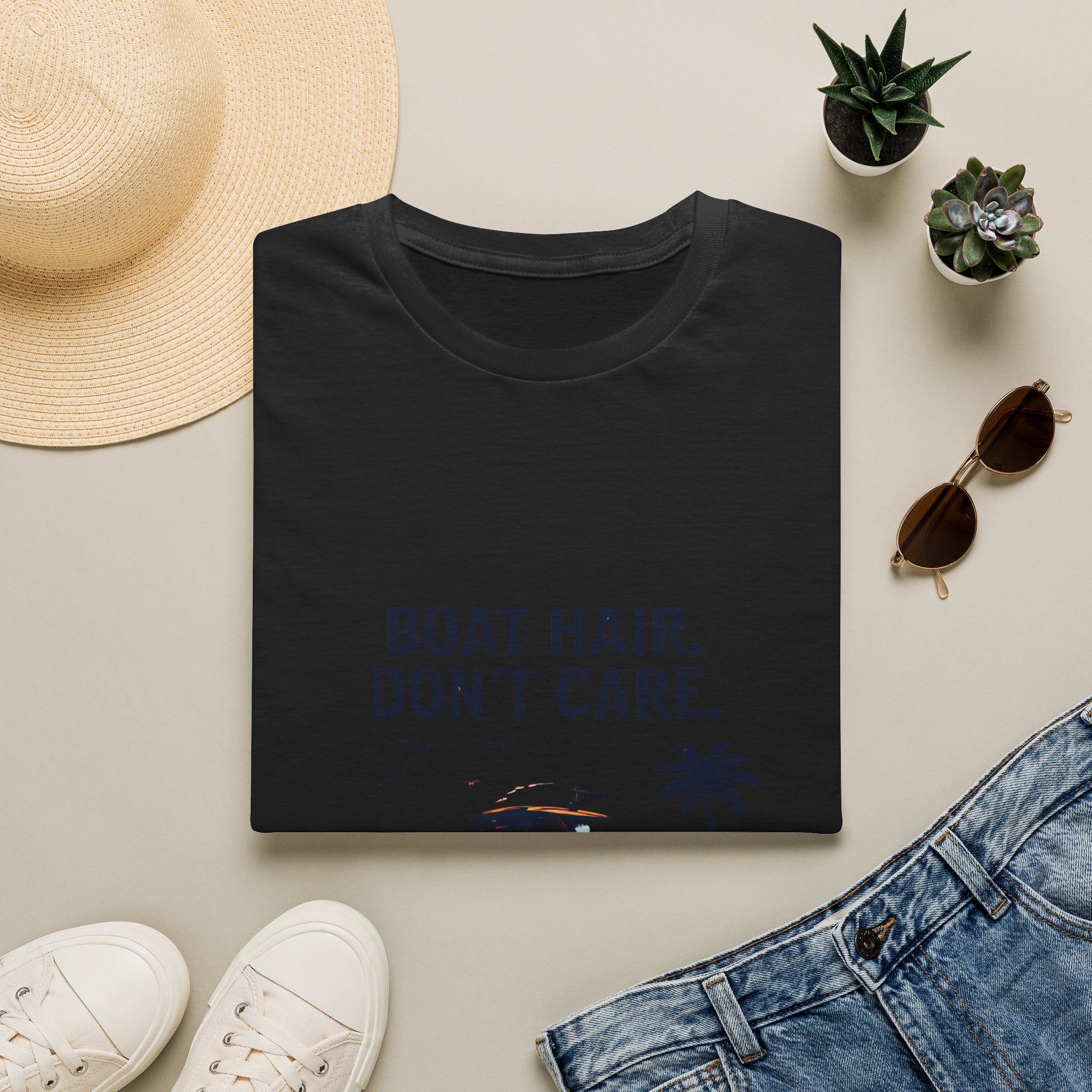 Boat Hair Don't Care Tee | Gulf of America Girl | Florida Boat Adventures Boating Shirt for Women | Gildan 6400 T-Shirt