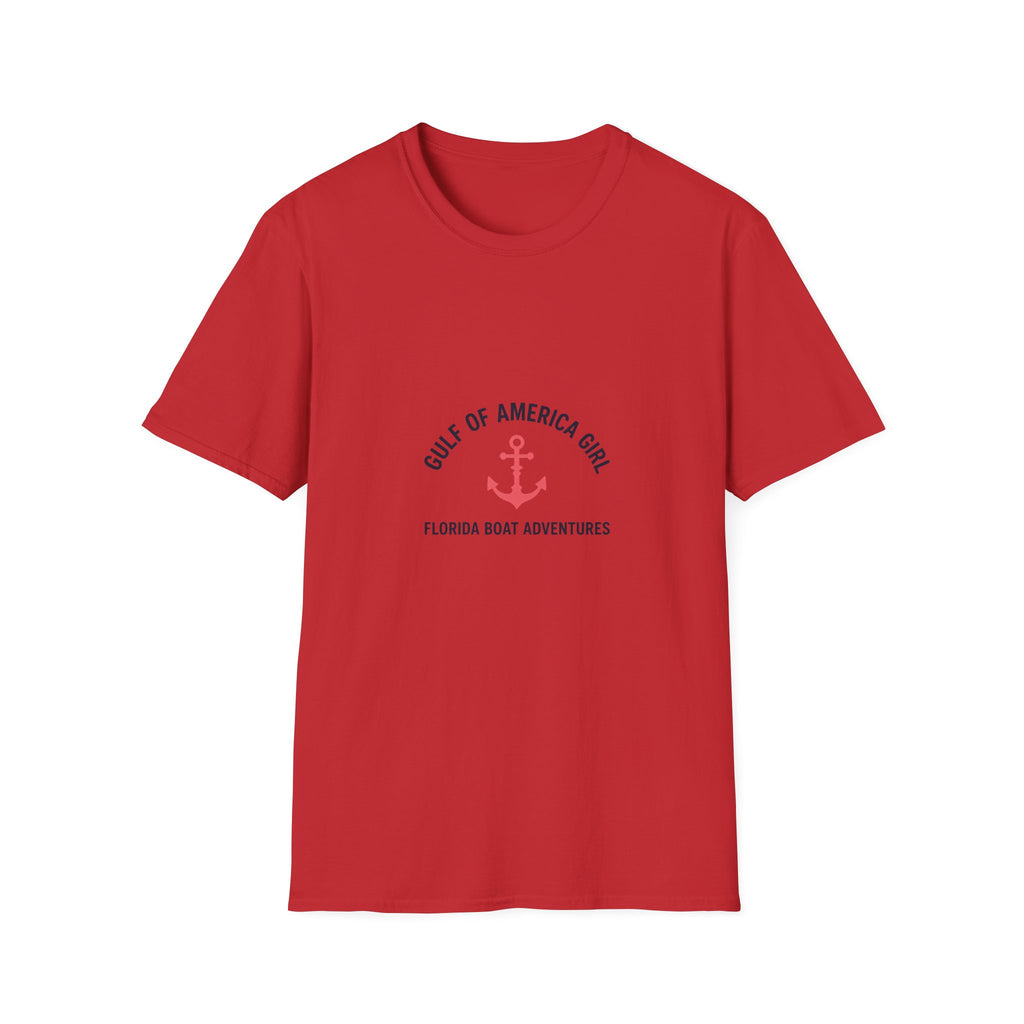 Gulf of America Girl Tee | Florida Boat Adventures Boating Lifestyle Shirt for Women | Gildan 6400 T-Shirt