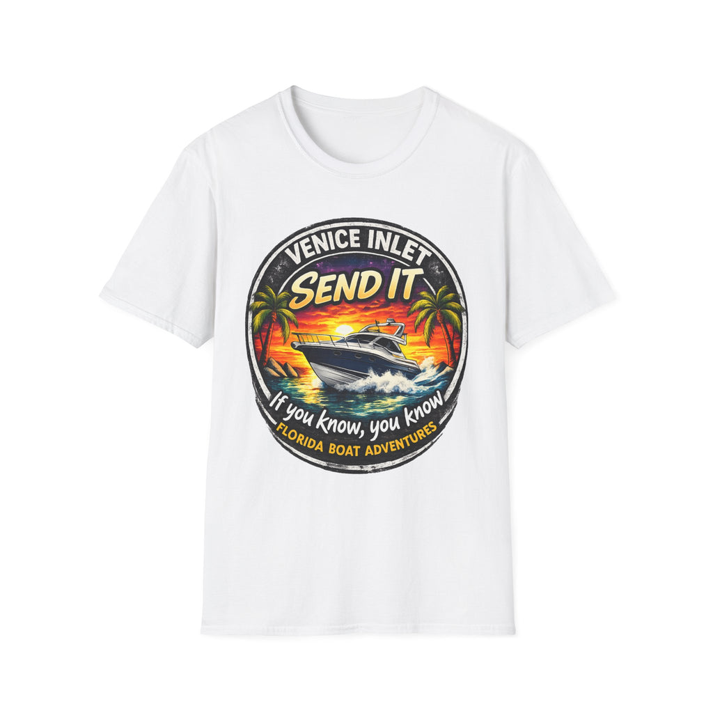 Venice Inlet Florida Tee | Gulf Coast Boating & Offshore Fishing Shirt for Men | Gildan 6400 Venice Florida T-Shirt