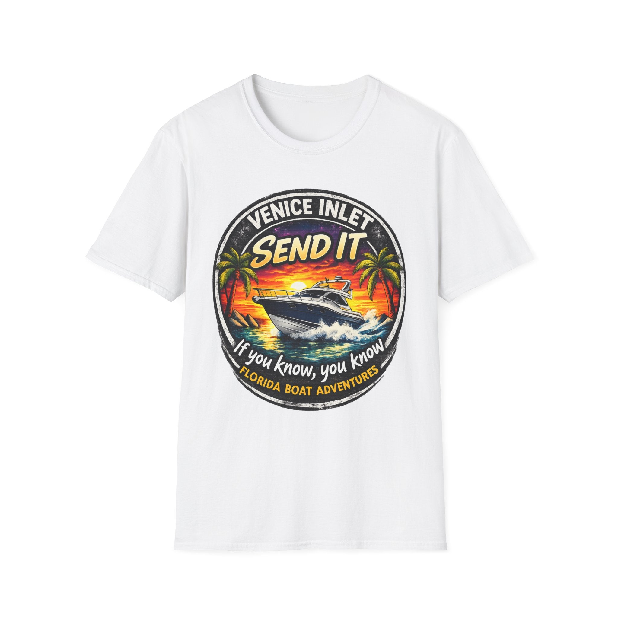 Venice Inlet Florida Tee | Gulf Coast Boating & Offshore Fishing Shirt for Men | Gildan 6400 Venice Florida T-Shirt