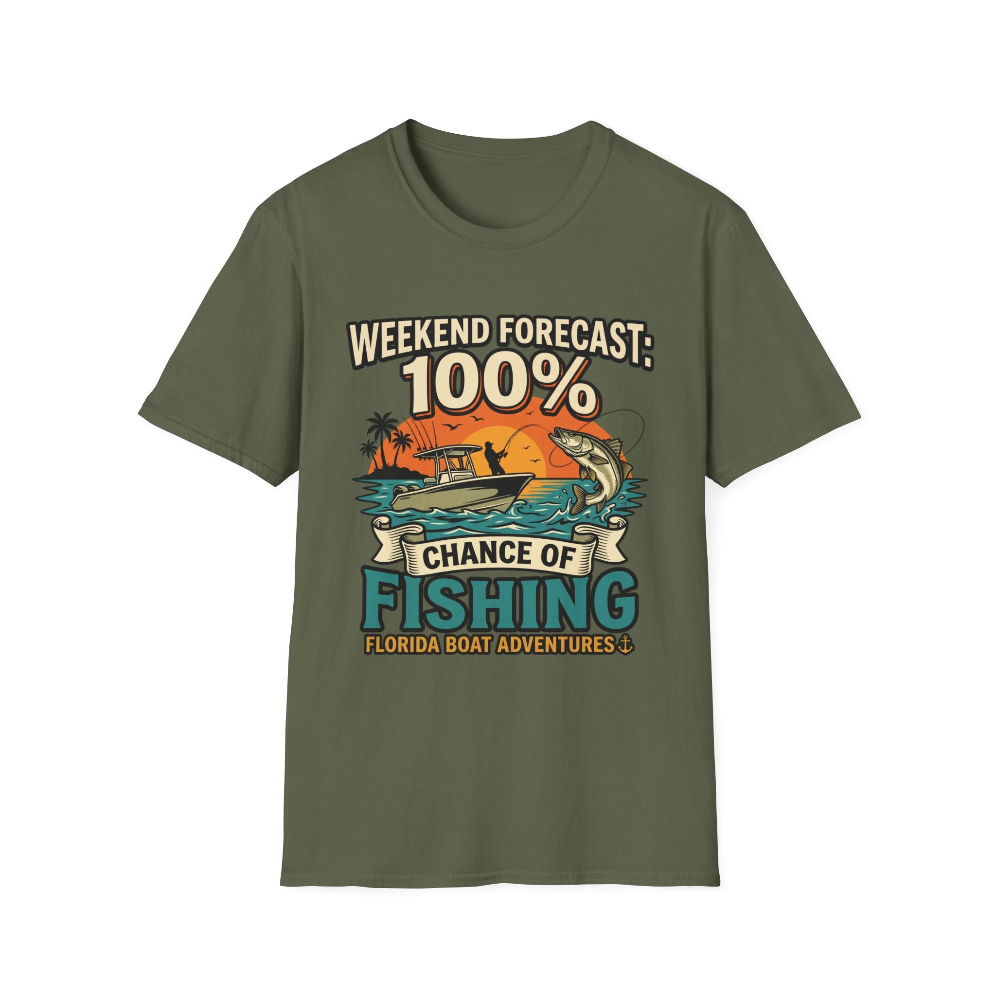 Weekend Forecast 100% Chance of Fishing - Florida Fishing T-Shirt