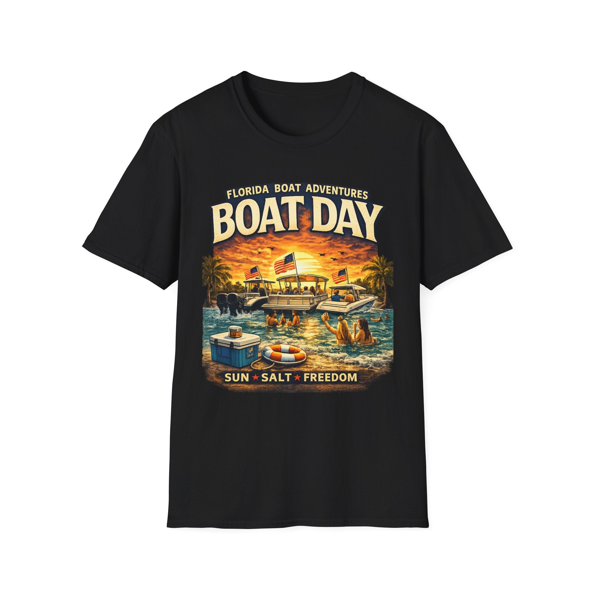 Florida Boat Adventures Boat Day Tee | Official FBA Boating Lifestyle Shirt for Men | Gildan 6400 T-Shirt