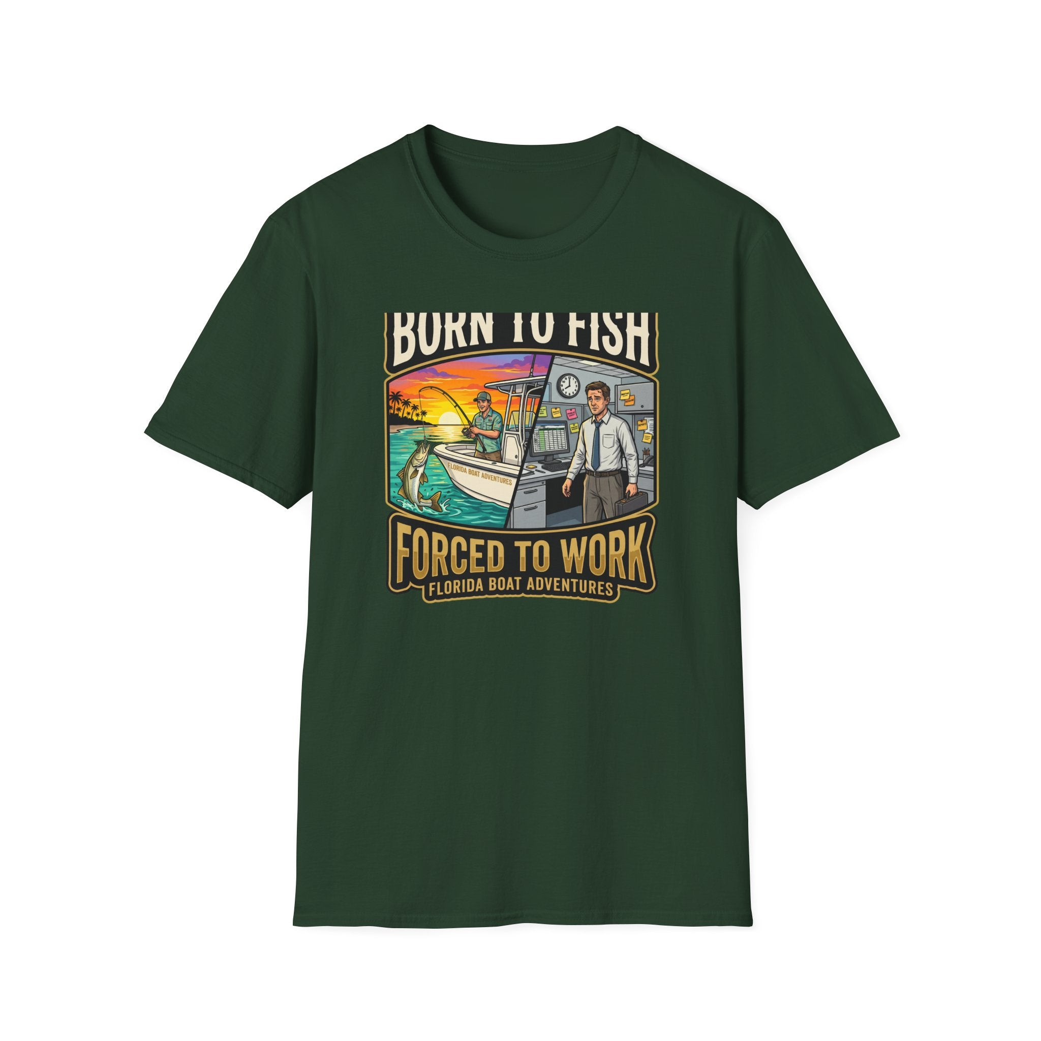 Born To Fish Forced To Work - Funny Fishing Lifestyle T-Shirt