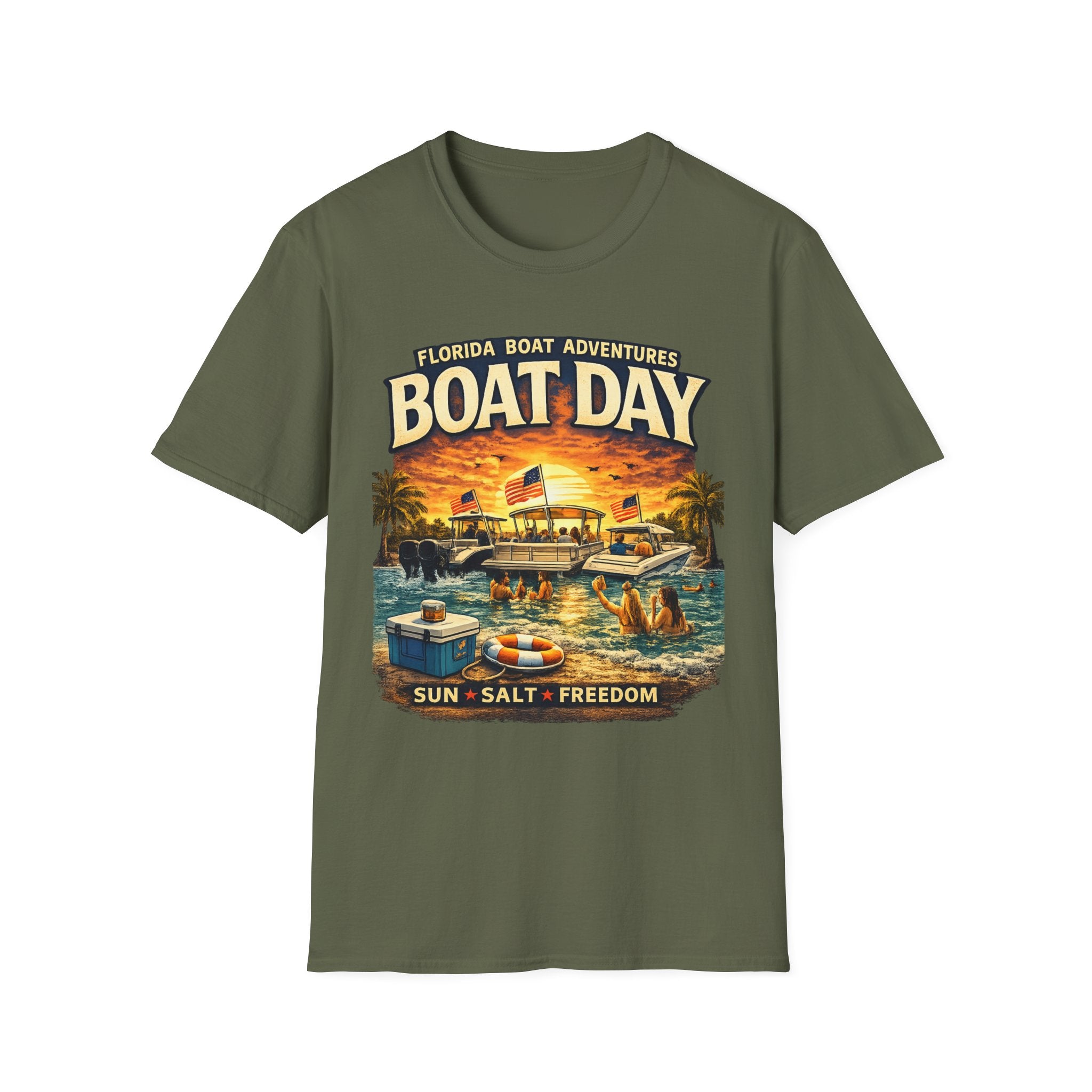 Florida Boat Adventures Boat Day Tee | Official FBA Boating Lifestyle Shirt for Men | Gildan 6400 T-Shirt