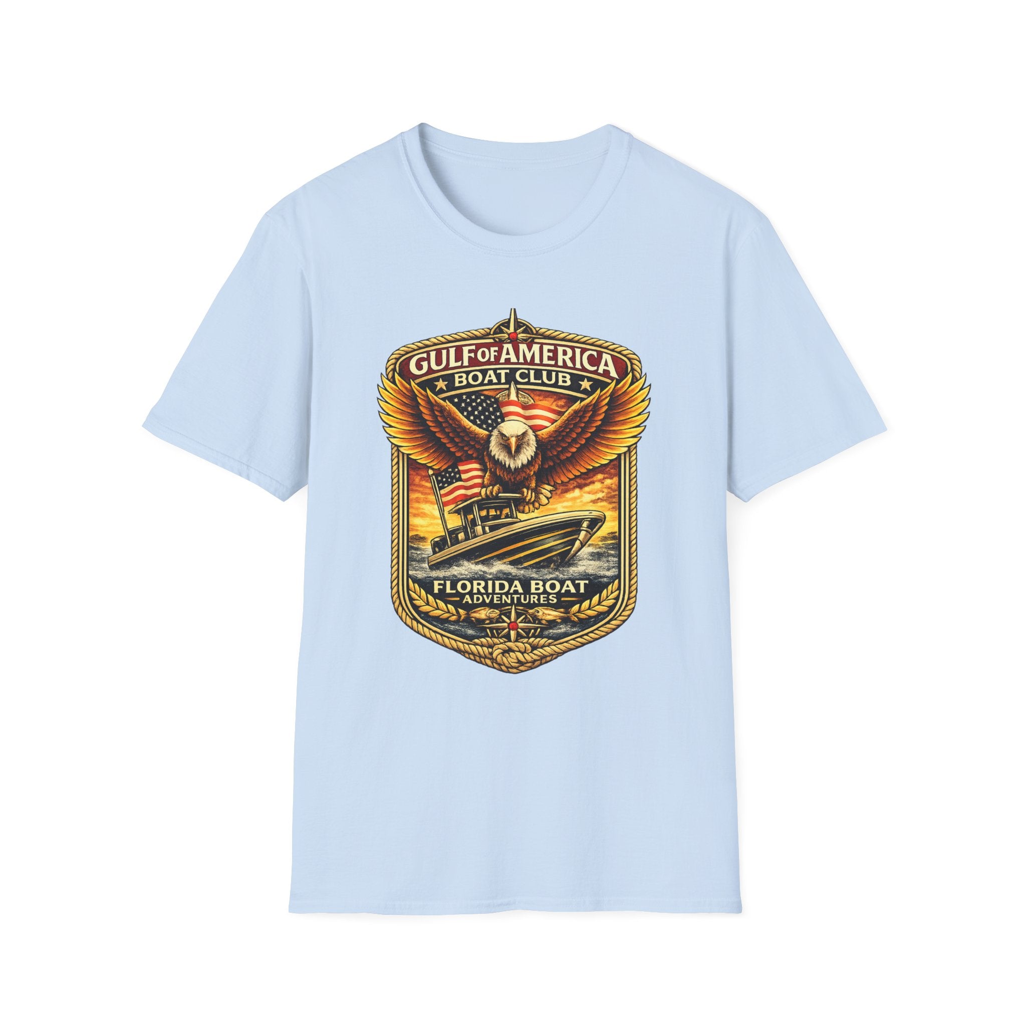 Gulf of America Boat Club Tee | Florida Gulf Coast Boating & Fishing Shirt for Men | Gildan 6400 T-Shirt
