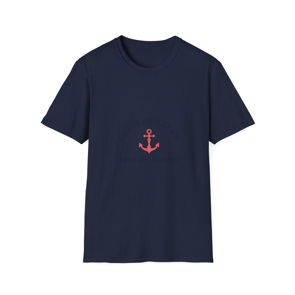Gulf of America Girl Anchor Tee | Florida Boat Adventures Boating Shirt for Women | Gildan 6400 T-Shirt