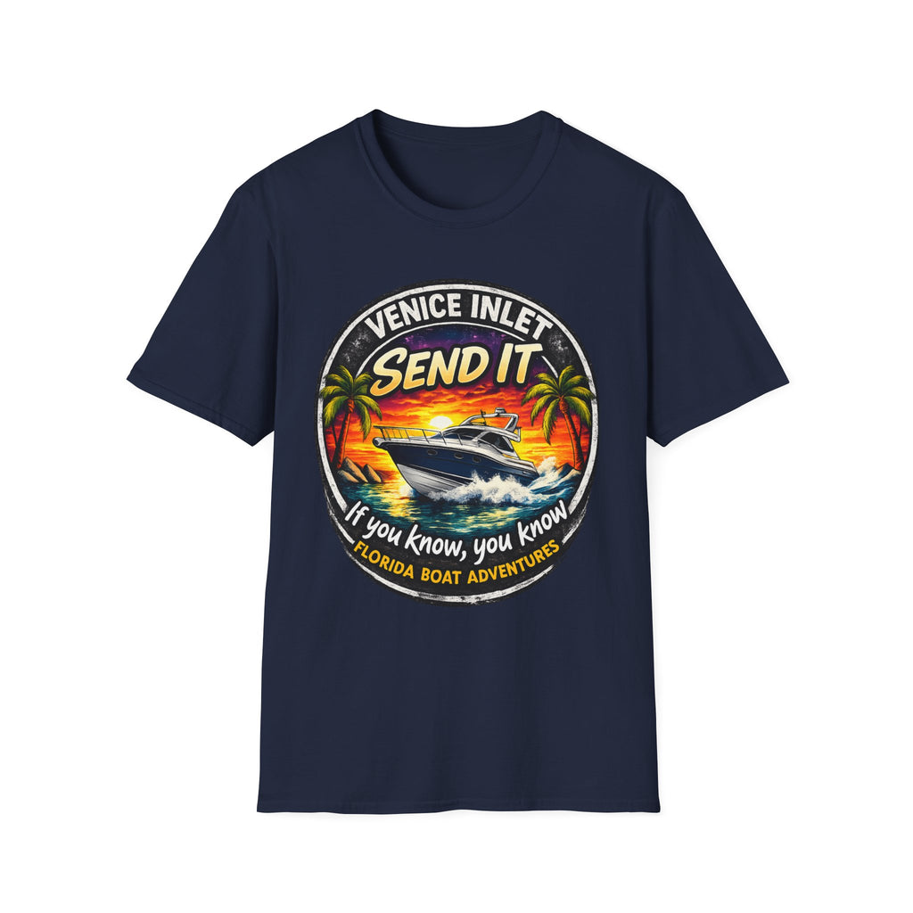 Venice Inlet Florida Tee | Gulf Coast Boating & Offshore Fishing Shirt for Men | Gildan 6400 Venice Florida T-Shirt