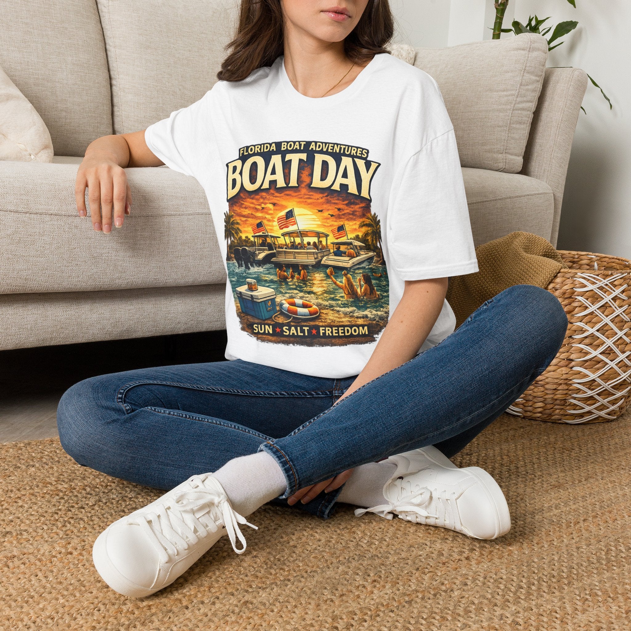 Florida Boat Adventures Boat Day Tee | Official FBA Boating Lifestyle Shirt for Men | Gildan 6400 T-Shirt