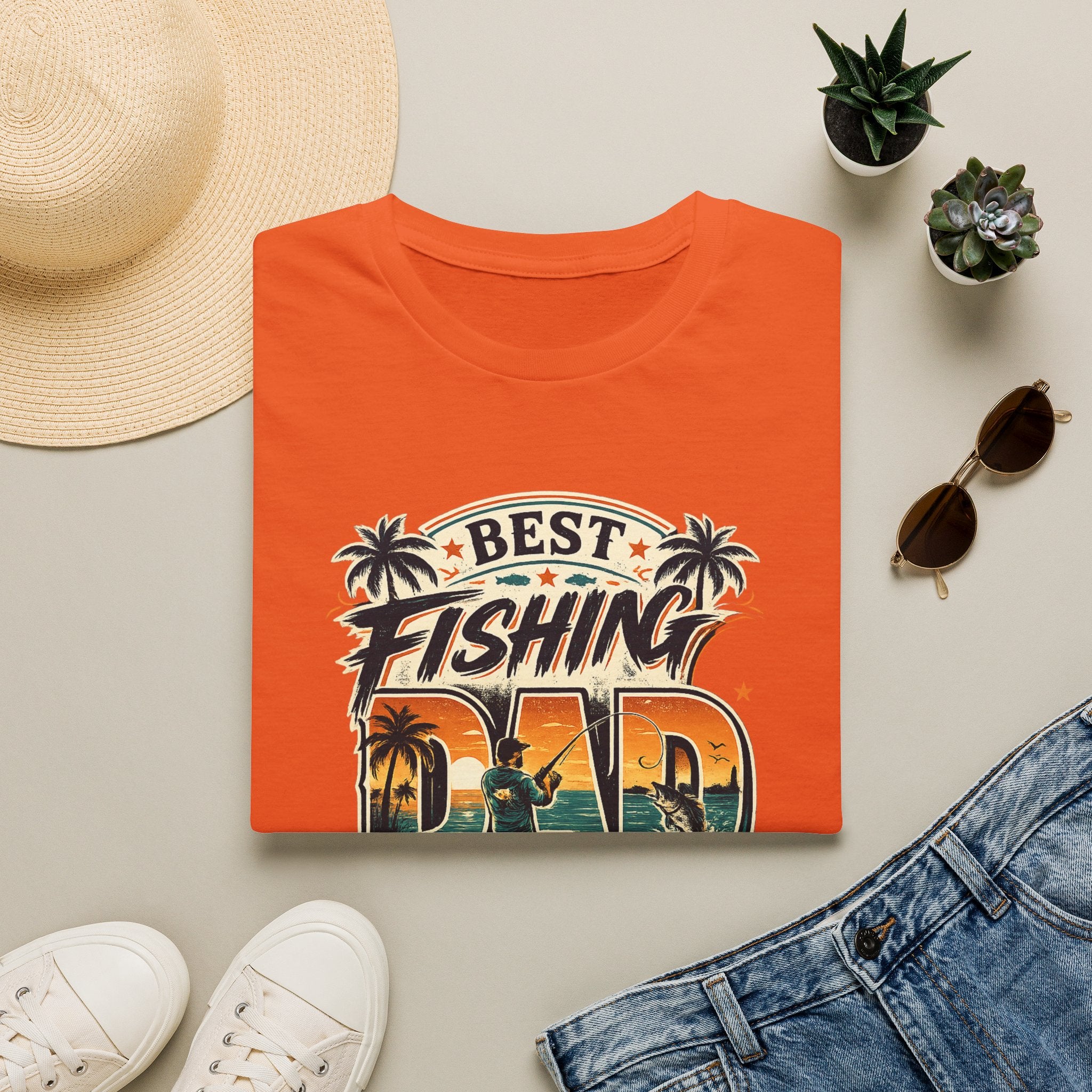Best Fishing Dad Ever Tee | Florida Fishing Shirt for Men | Gildan 6400 Dad Gift T-Shirt