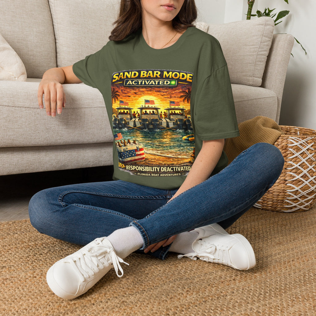 Sandbar Mode Activated Tee | Funny Florida Boating & Sandbar Party Shirt for Men | Gildan 6400 T-Shirt