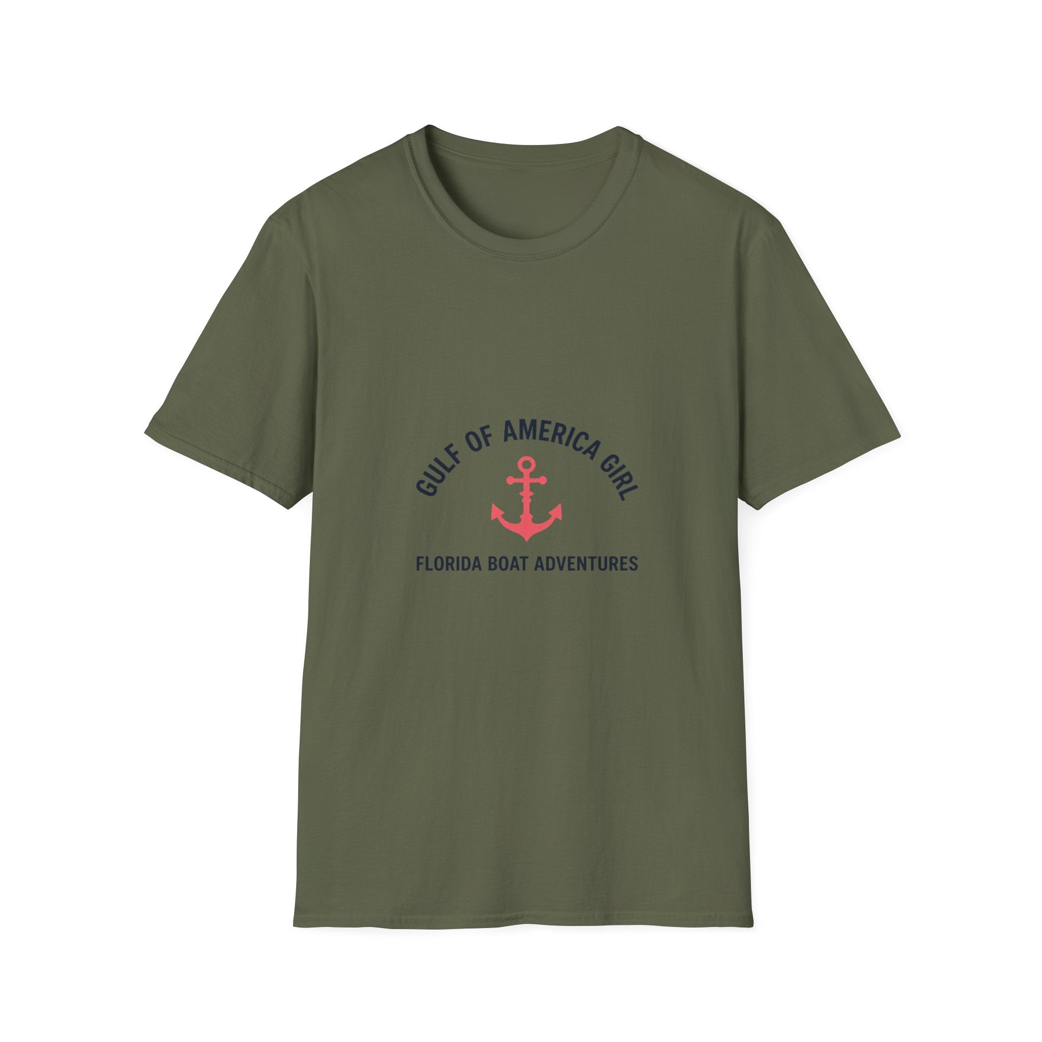 Gulf of America Girl Anchor Tee | Florida Boat Adventures Boating Shirt for Women | Gildan 6400 T-Shirt