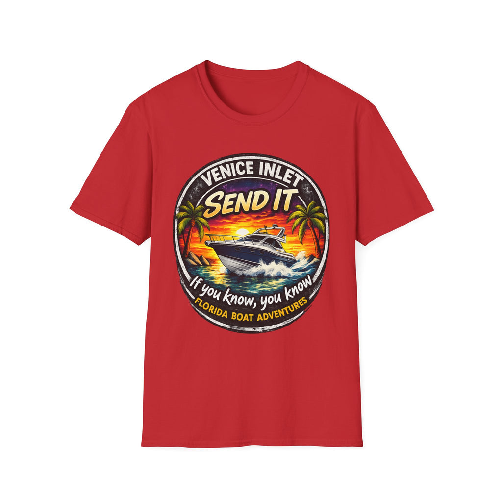 Venice Inlet Florida Tee | Gulf Coast Boating & Offshore Fishing Shirt for Men | Gildan 6400 Venice Florida T-Shirt
