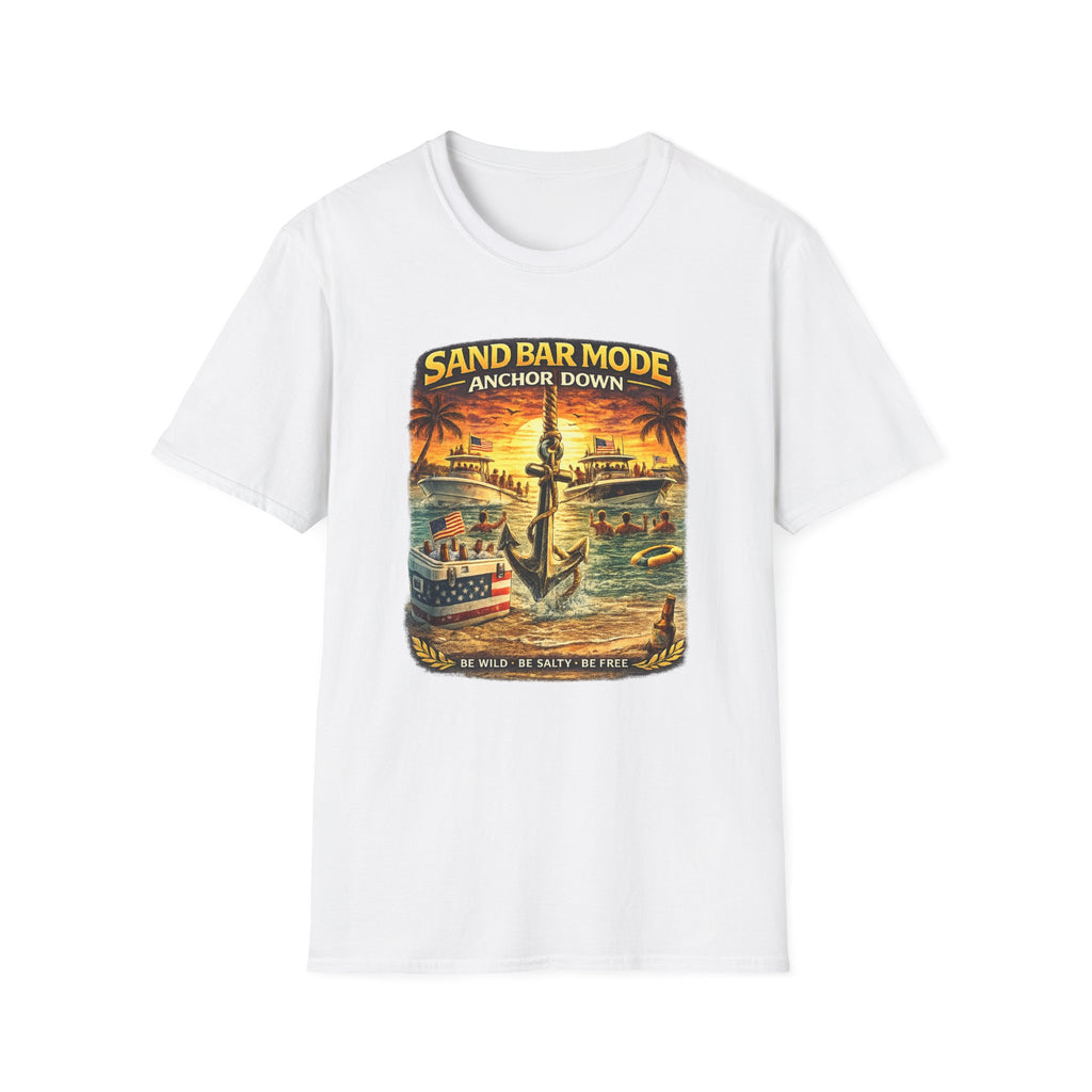Anchor Down Sandbar Mode Tee | Funny Florida Boating & Sandbar Life Shirt for Men | Gildan 6400 T-Shirt