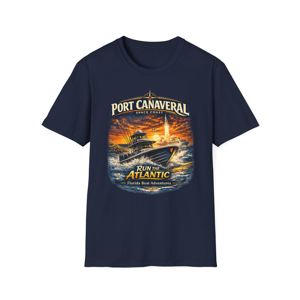 Port Canaveral Space Coast Boating Tee | Cape Canaveral Atlantic Fishing Shirt for Men | Gildan 6400 Florida T-Shirt