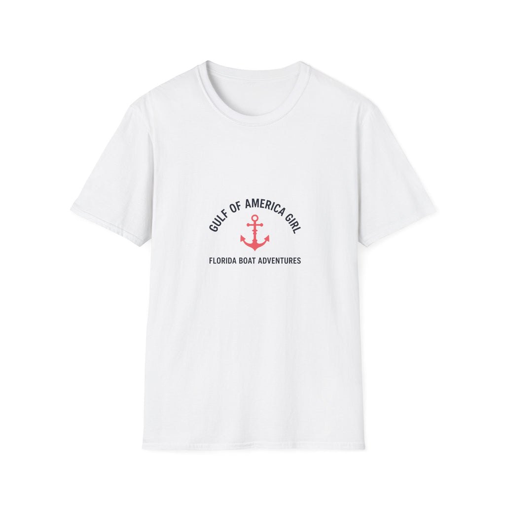 Gulf of America Girl Tee | Florida Boat Adventures Boating Lifestyle Shirt for Women | Gildan 6400 T-Shirt