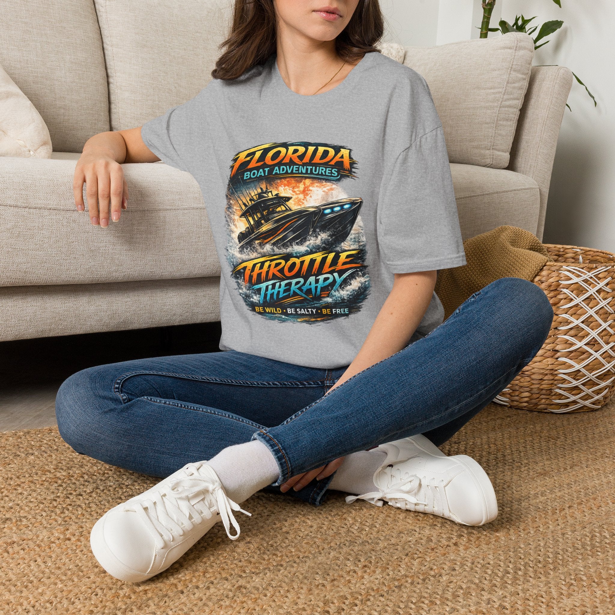 Throttle Therapy Tee | Funny Florida Boating & Offshore Sport Fishing Shirt for Men | Gildan 6400 T-Shirt