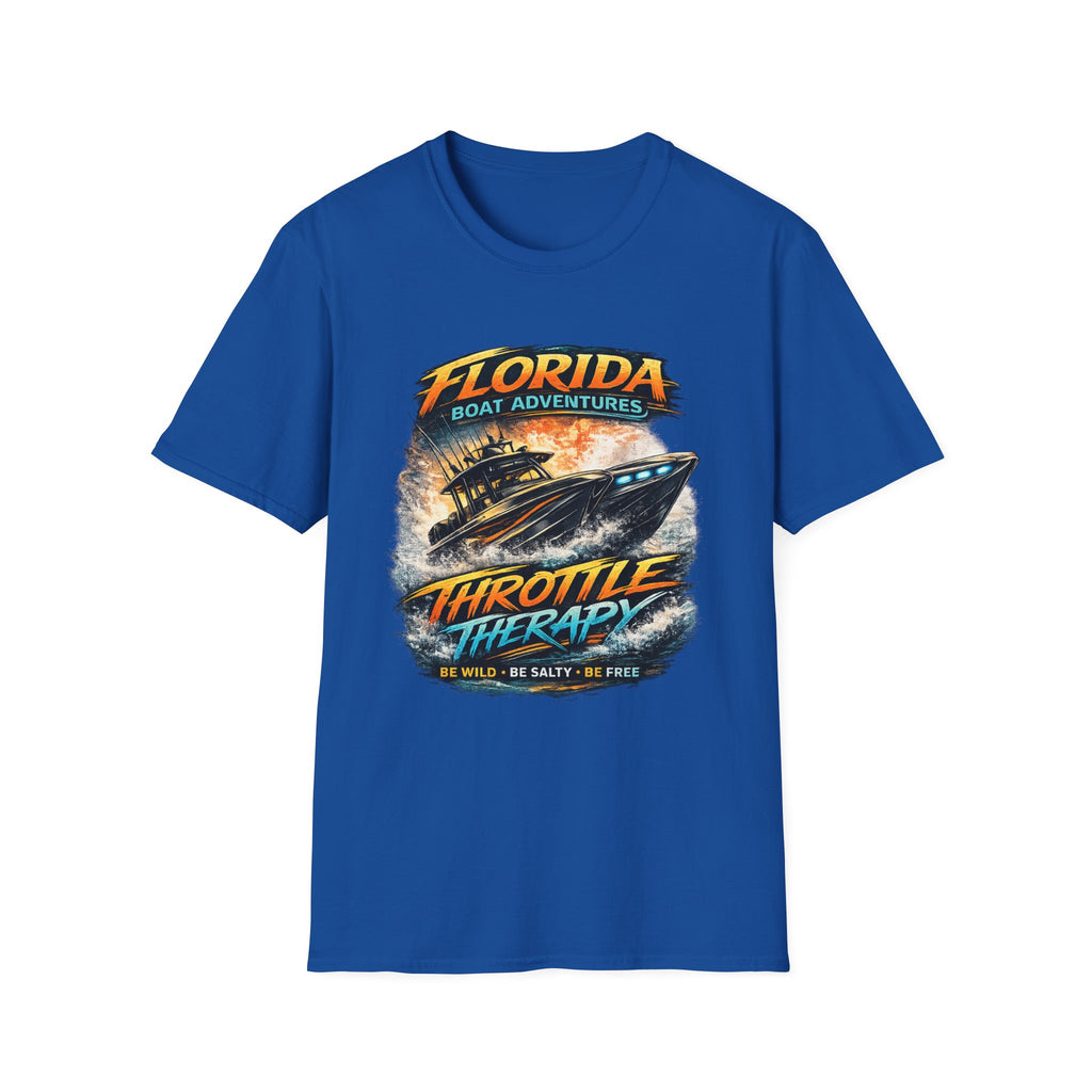 Throttle Therapy Tee | Funny Florida Boating & Offshore Sport Fishing Shirt for Men | Gildan 6400 T-Shirt