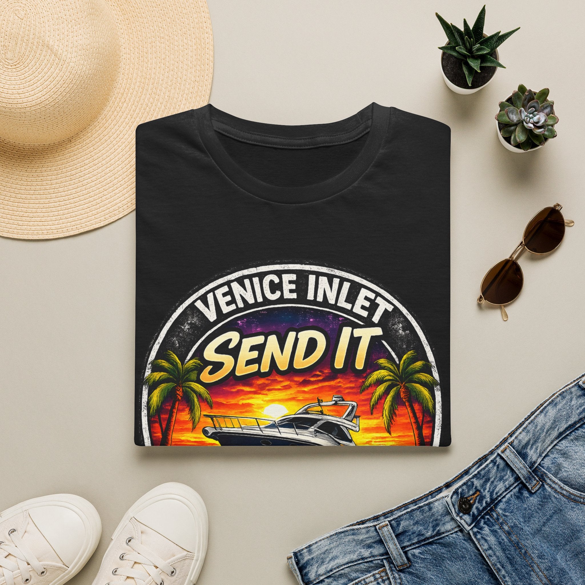 Venice Inlet Florida Tee | Gulf Coast Boating & Offshore Fishing Shirt for Men | Gildan 6400 Venice Florida T-Shirt